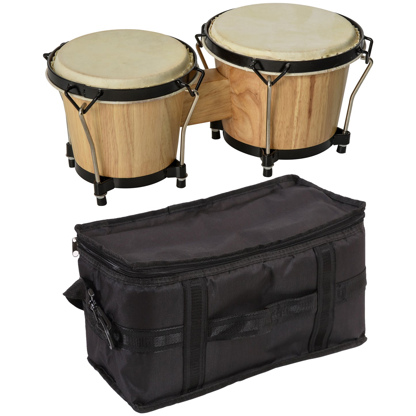 HOMCOM Wooden Bongo Drum Set Î¦7.75" & Î¦7" w/ Drum Head, Percussion Instrument, Drums, Tuning Wrench For Adults Beginners