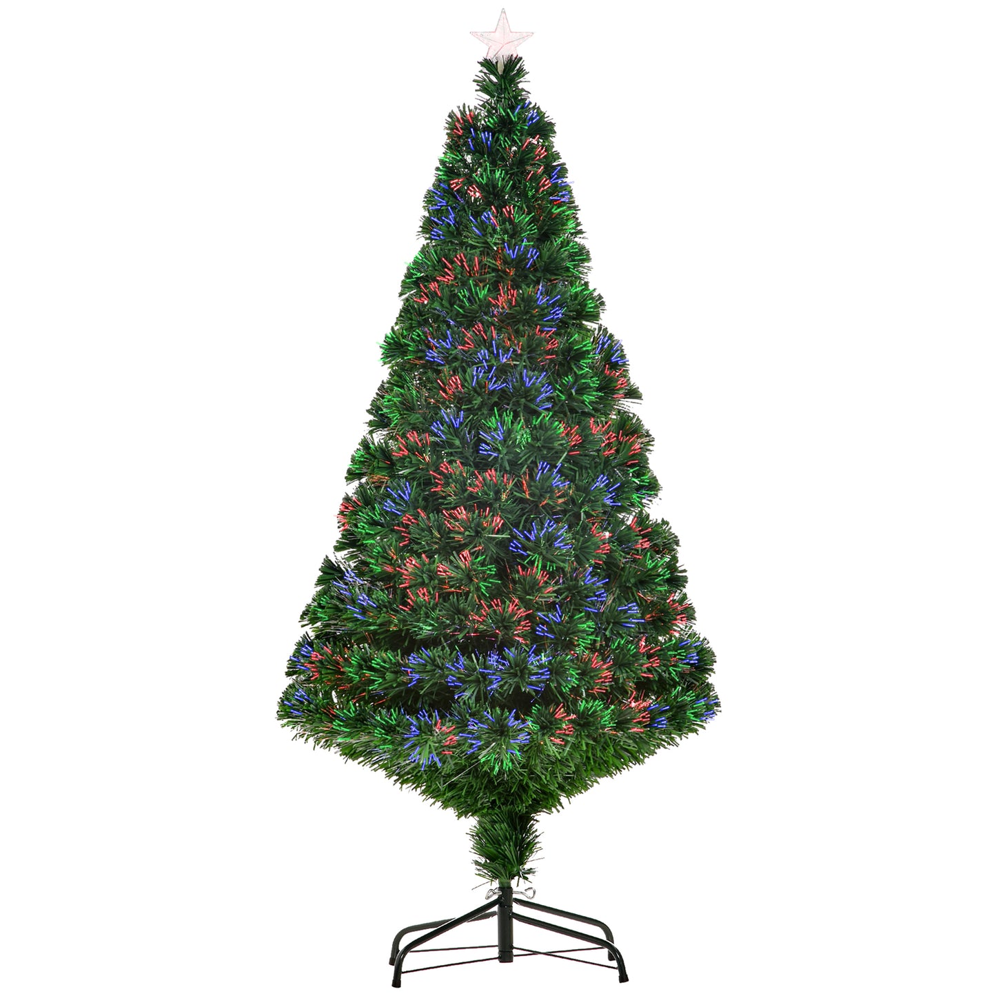HOMCOM 5FT Pre-Lit Fibre Optic Artificial Christmas Tree Holiday Xmas DÃ©cor with Tree Topper Multi-Colour