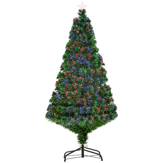 HOMCOM 5FT Pre-Lit Fibre Optic Artificial Christmas Tree Holiday Xmas DÃ©cor with Tree Topper Multi-Colour