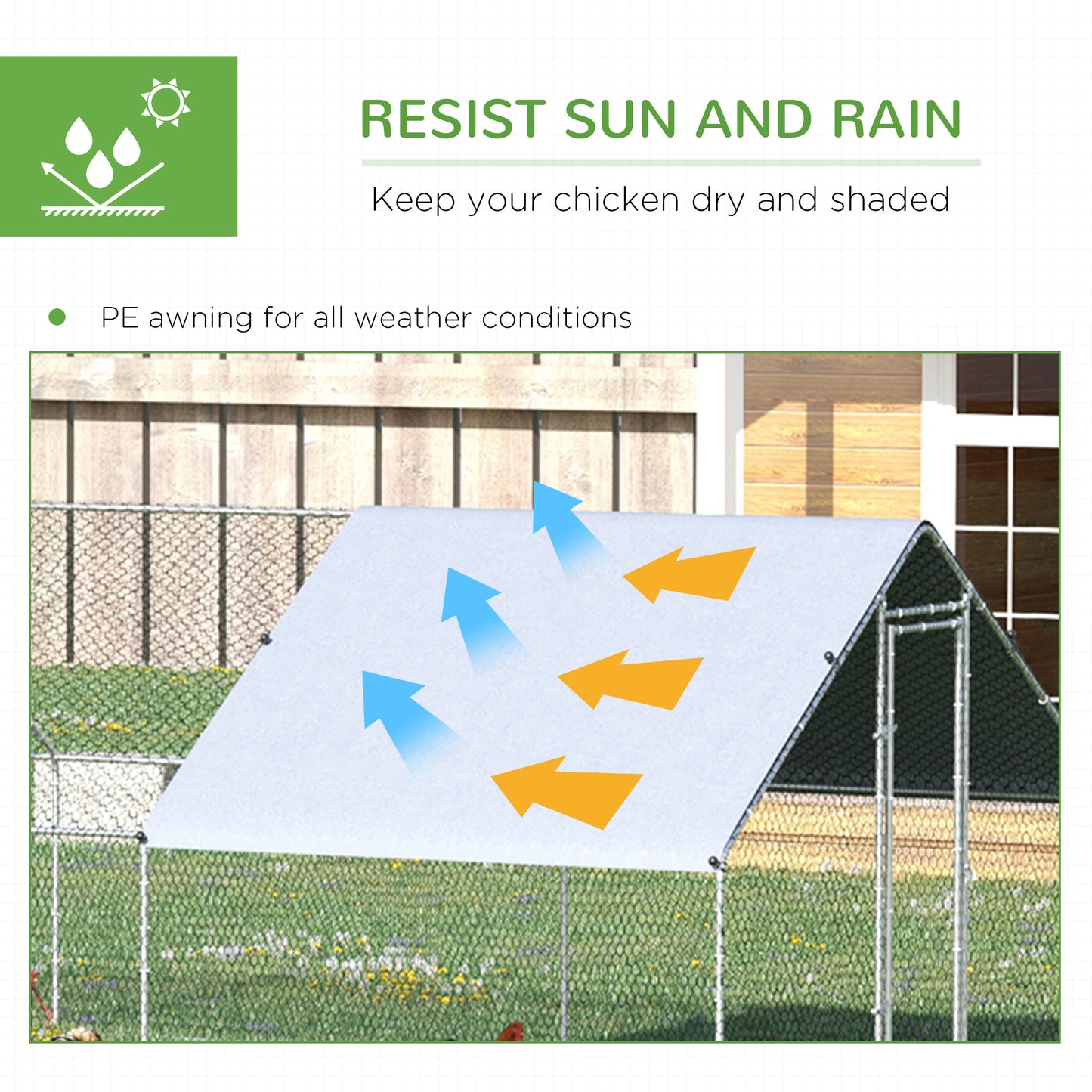  ducks and more. Non-climbing small animals can enjoy the space for play and exercise.</li><li>Solid construction: Made with a galvanised frame and steel hexagonal mesh