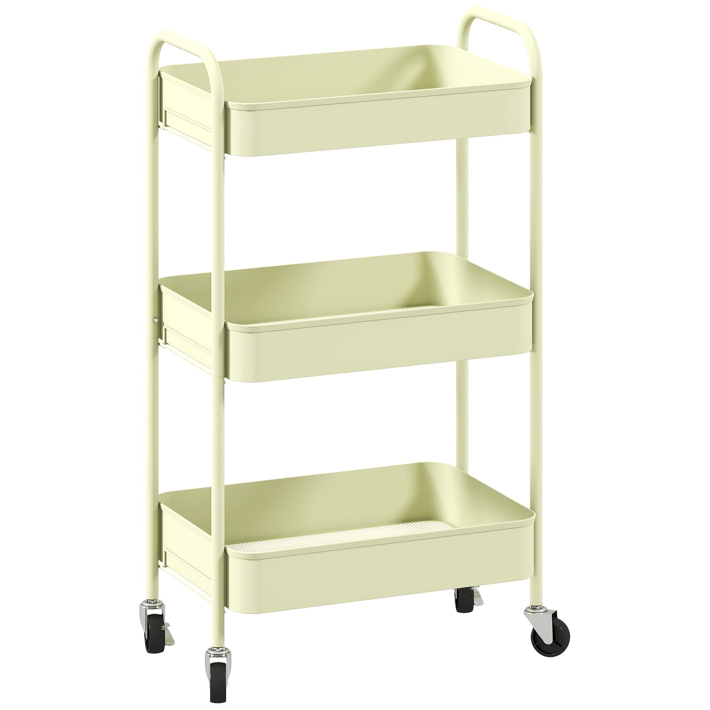 HOMCOM Three-Tier Steel Storage Trolley - Green Default Title