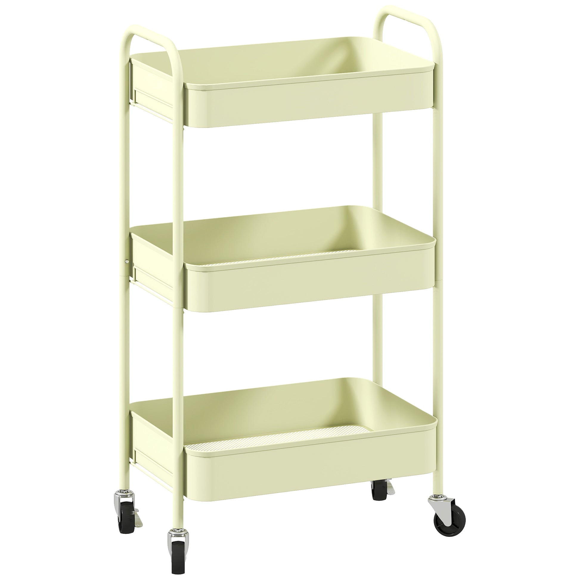 HOMCOM Three-Tier Steel Storage Trolley - Green Default Title