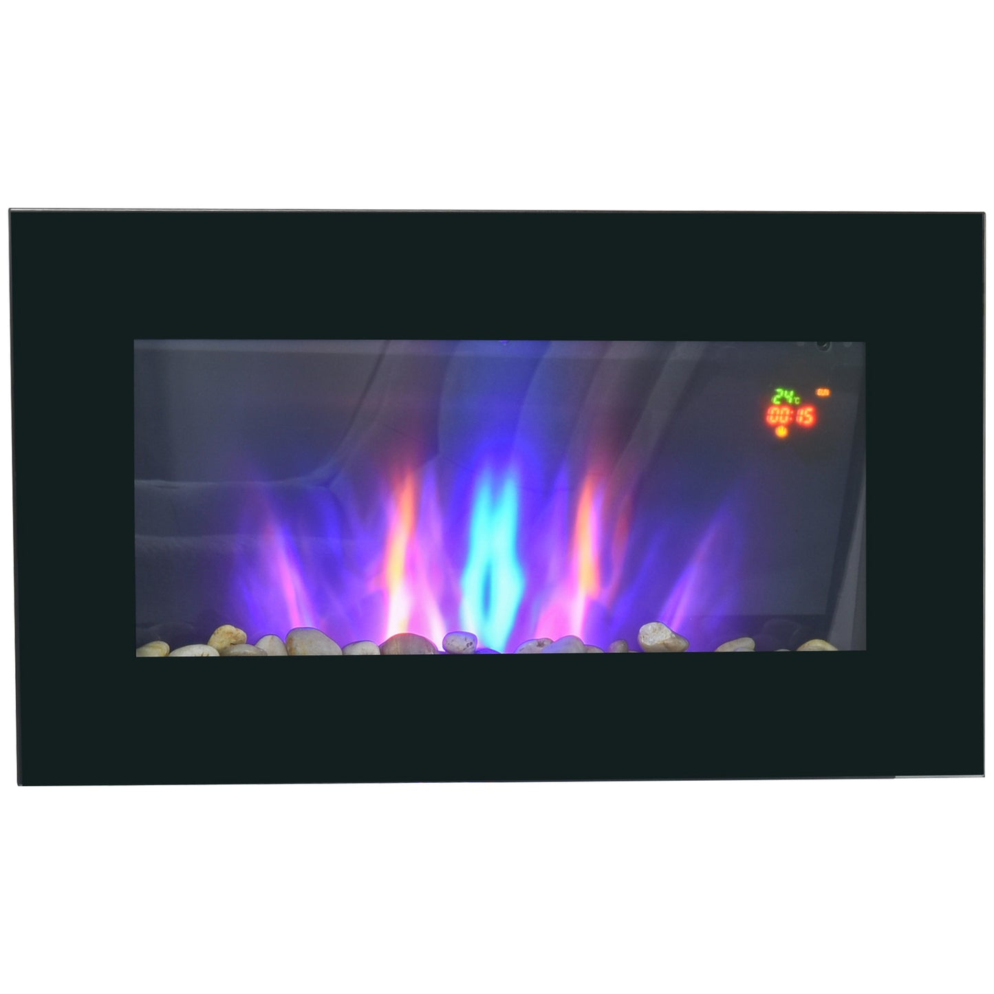 HOMCOM 1000W/2000W Electric Wall Fireplace w/ LED Flame Effect Timer Remote Sleek Stylish Safe Home Heating 20-25ãŽ¡