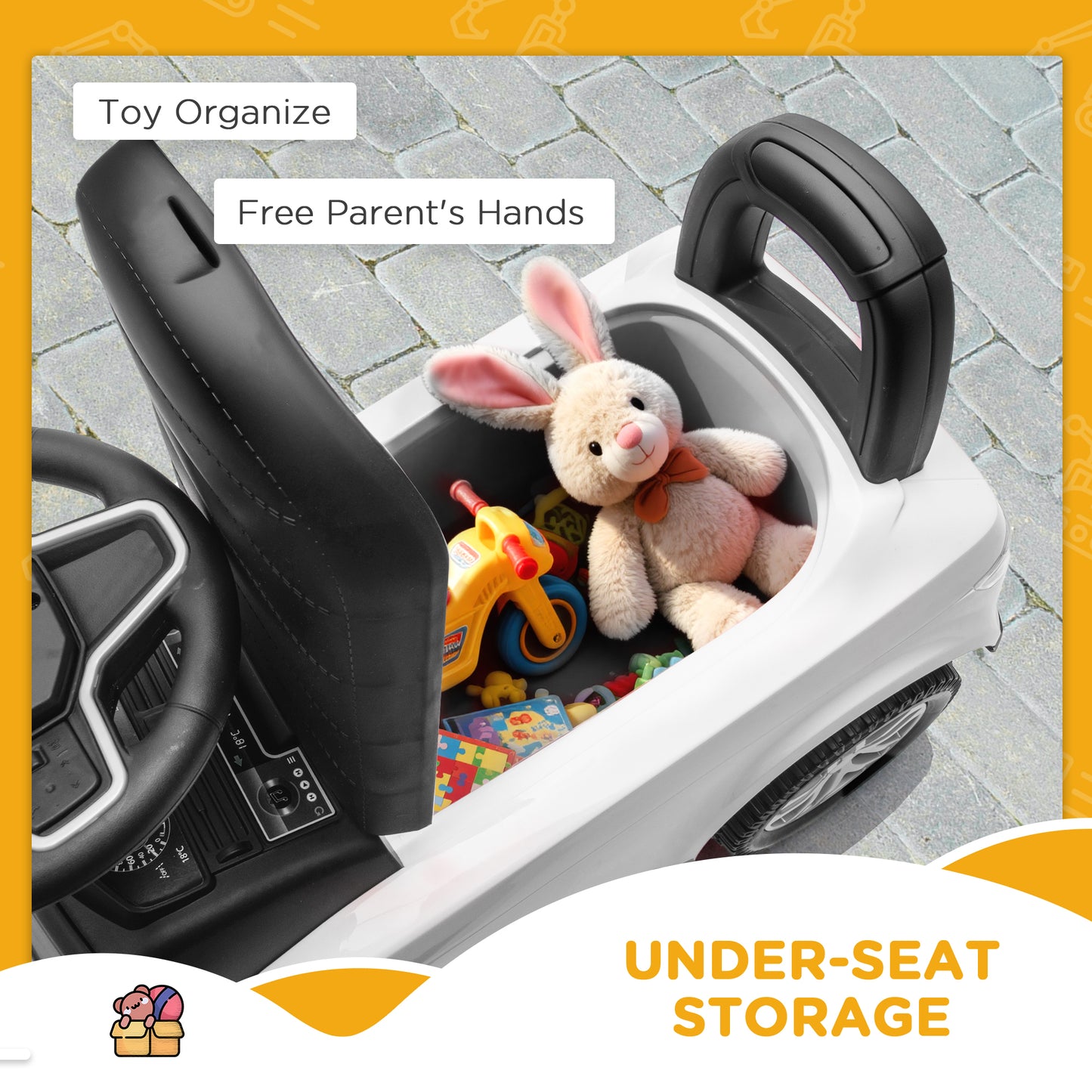 AIYAPLAY Land Rover Licensed Toddler Ride on Car with Horn, Engine Sounds, Under-Seat Storage, for 18-36 Months, White