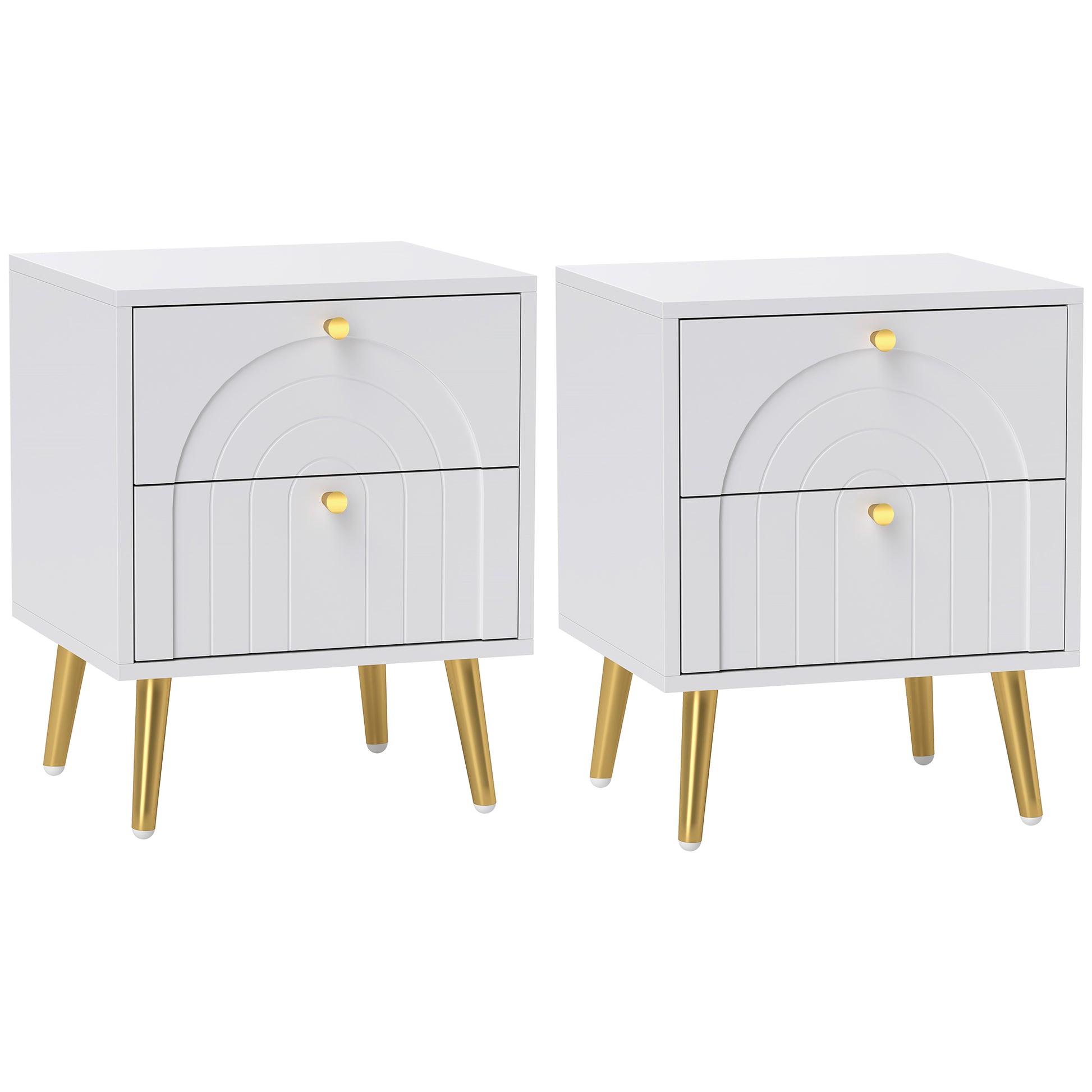HOMCOM 2-Drawer Bedside Table Set of 2 - White Default Title