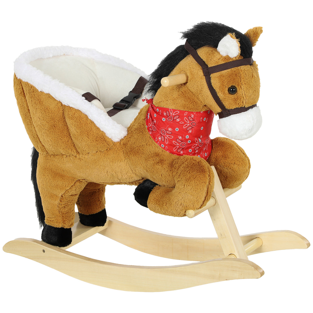 AIYAPLAY Rocking Horse Toy for Toddlers, Plush Ride on Horse with Seat Belt, Lifelike Neigh, Pretend Play Toy for 18-36 M, Brown Default Title