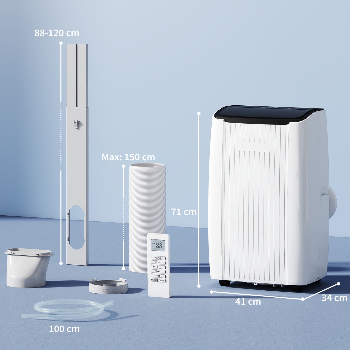 HOMCOM 12000 BTU 5-in-1 Portable Air Conditioner with Cool, Heat, Dehumidifier, Fan, Sleep, WiFi Voice Control, White