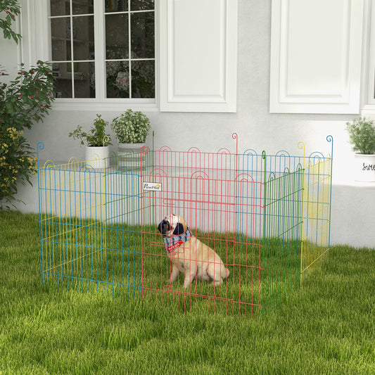 PawHut Pet Playpen Crate, with Eight Panels, Door, for Indoors and Outdoors, 60H x Î¦156cm