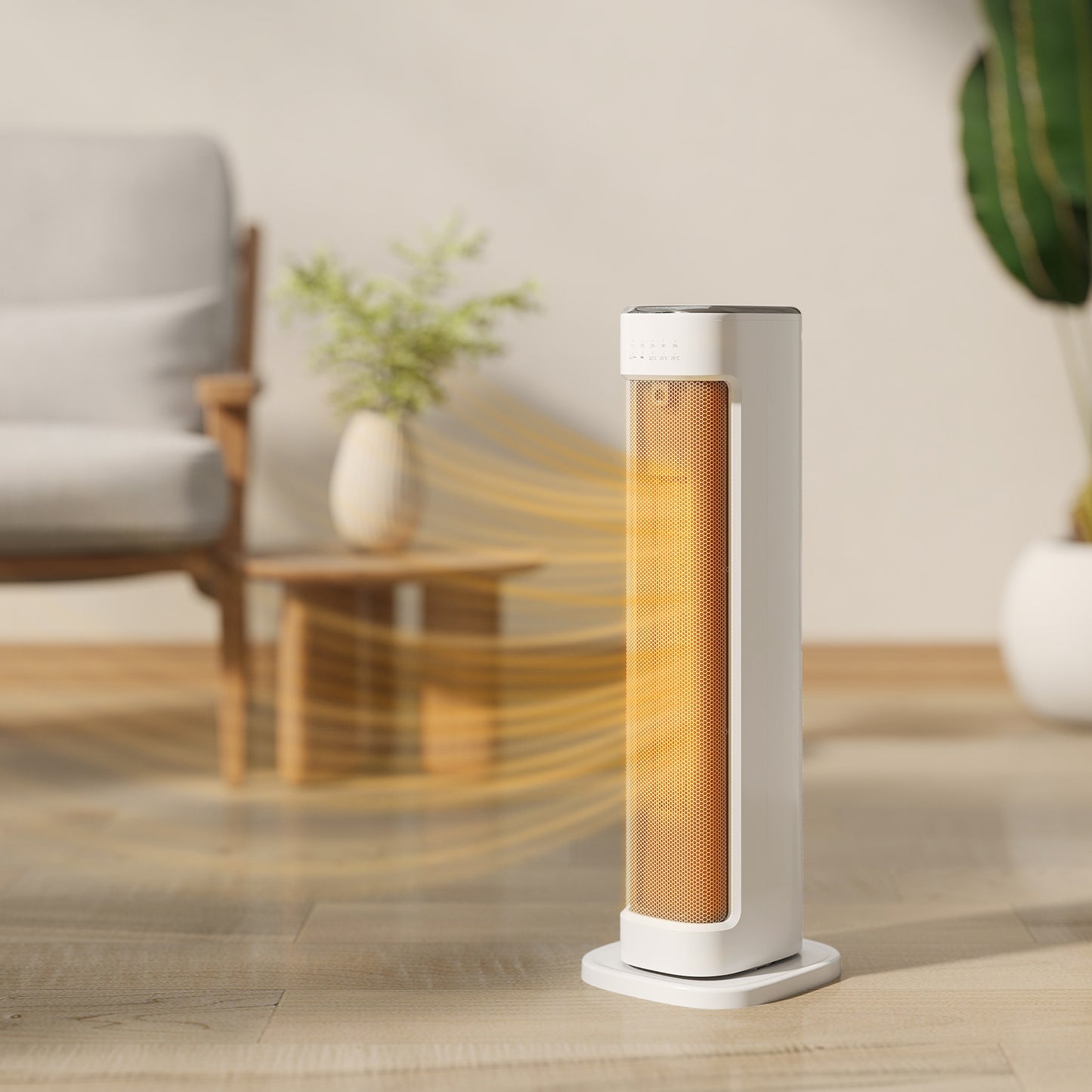 HOMCOM 2000W Ceramic Electric Heater with 3 Heat Settings, Timer - White