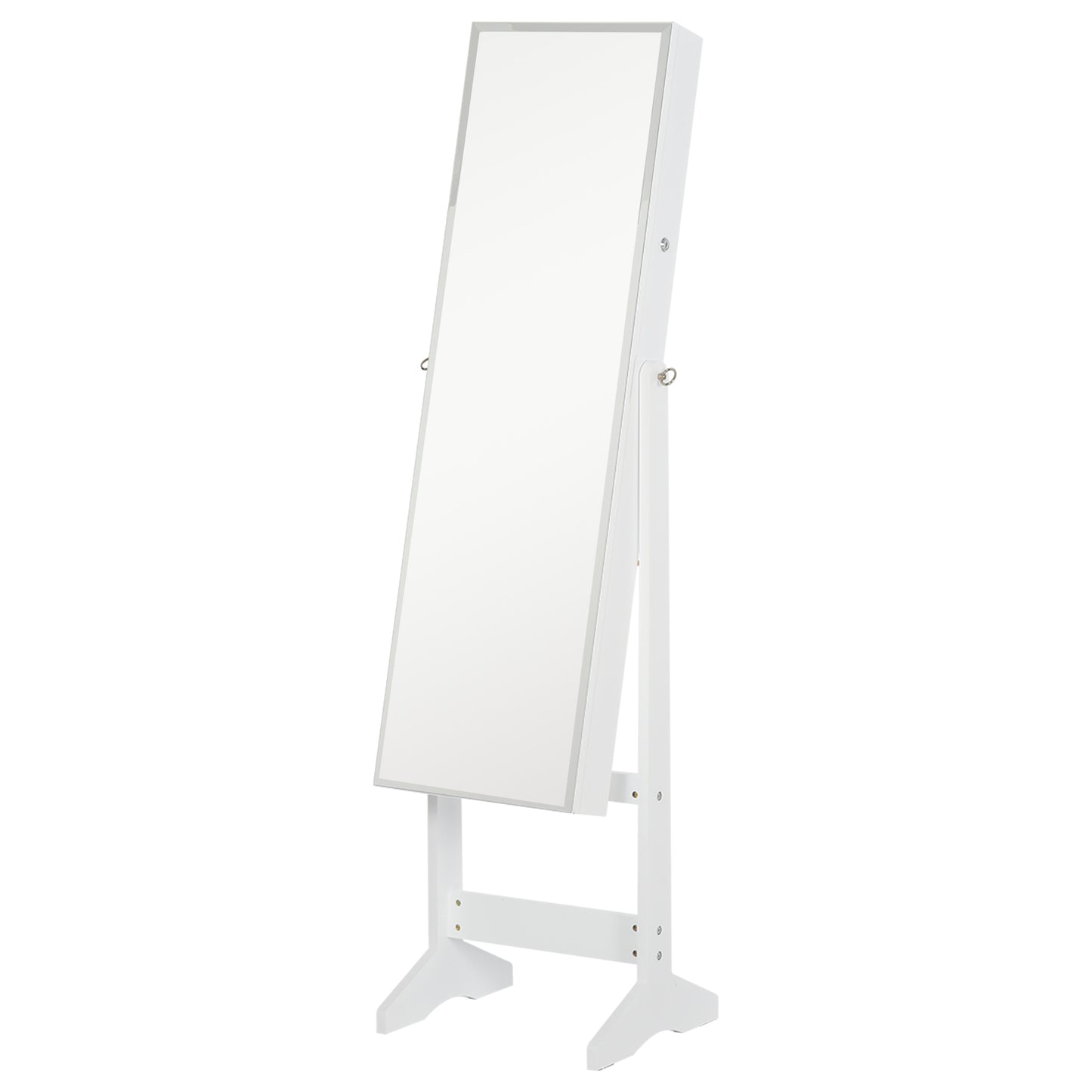 HOMCOM Jewelry Cabinet Standing Mirror Full Length Makeup Lockable Armoire Storage Organizer White