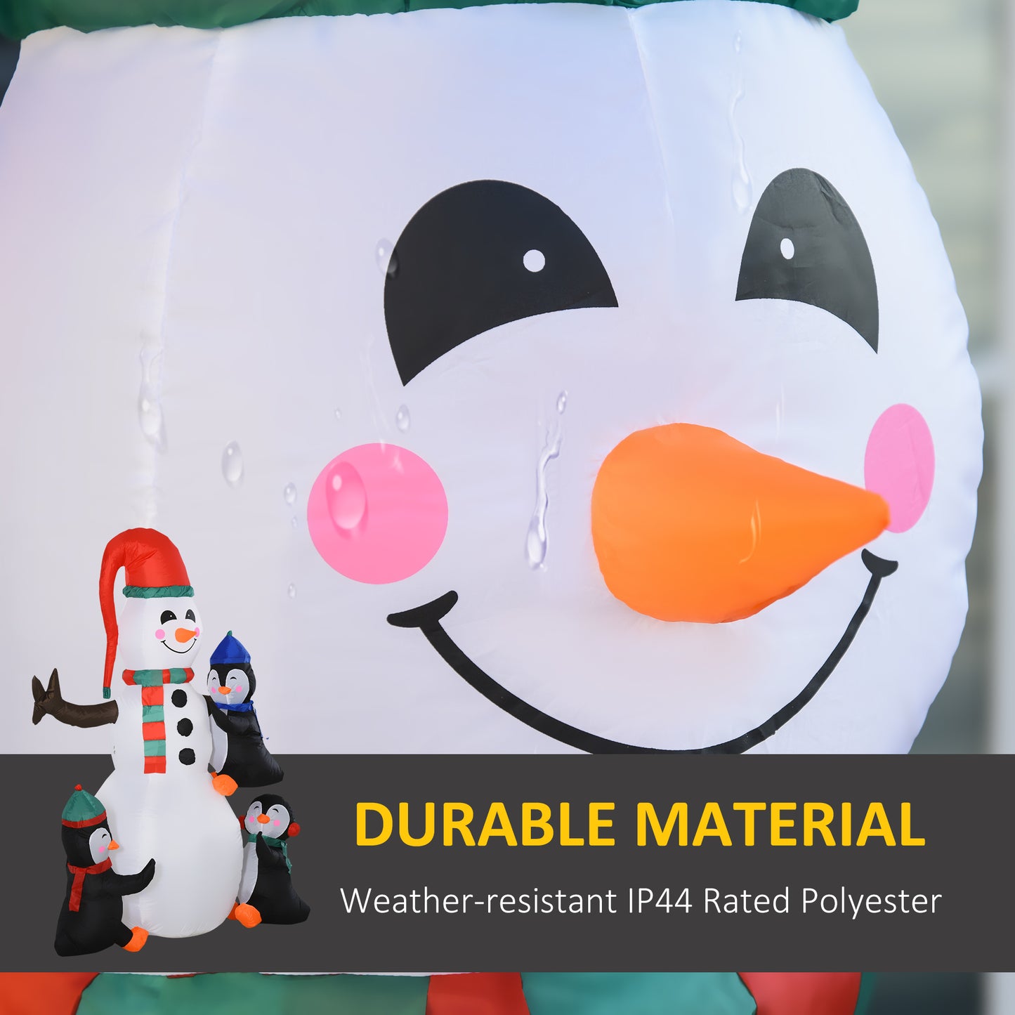 HOMCOM 6ft Inflatable Christmas Snowman with Three Penguins LED Xmas DÃ©cor Holiday Outdoor Yard Decoration