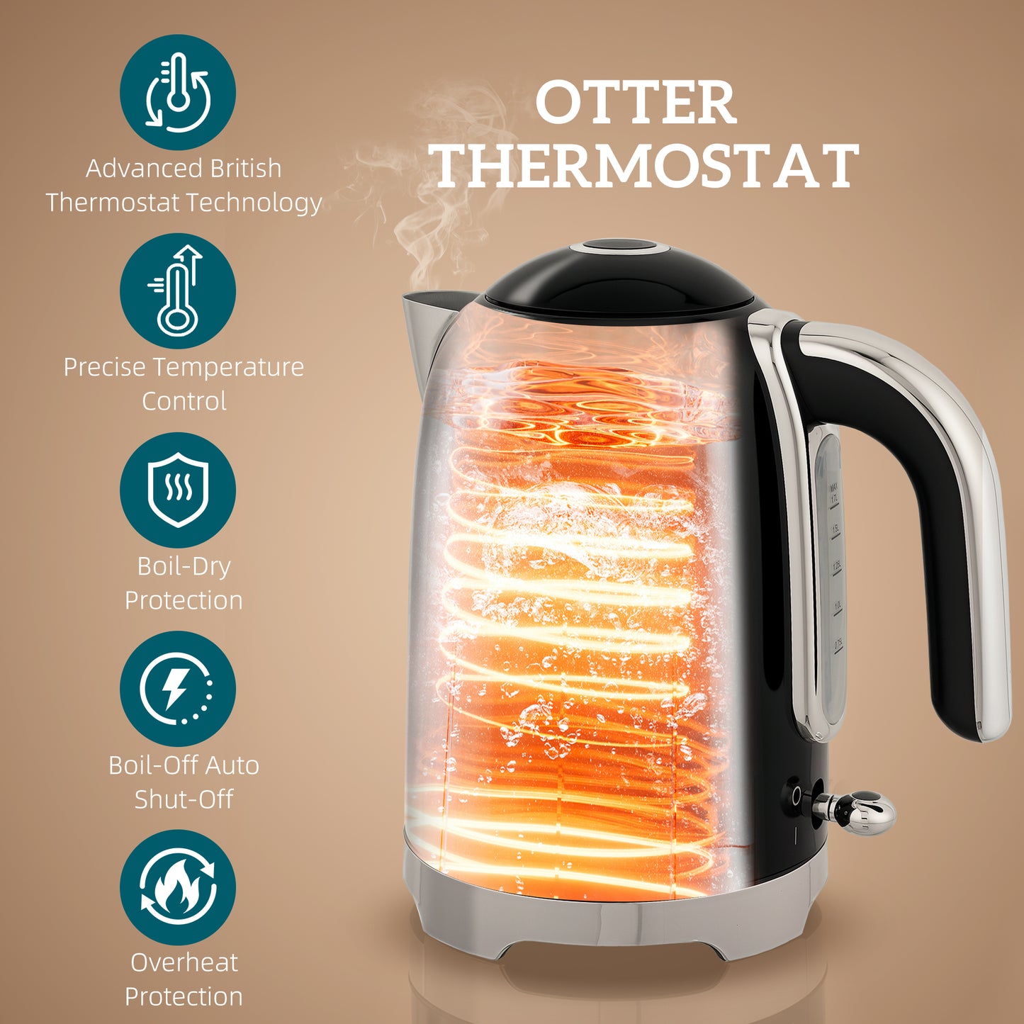 HOMCOM Retro Toaster and Kettle Set - Black