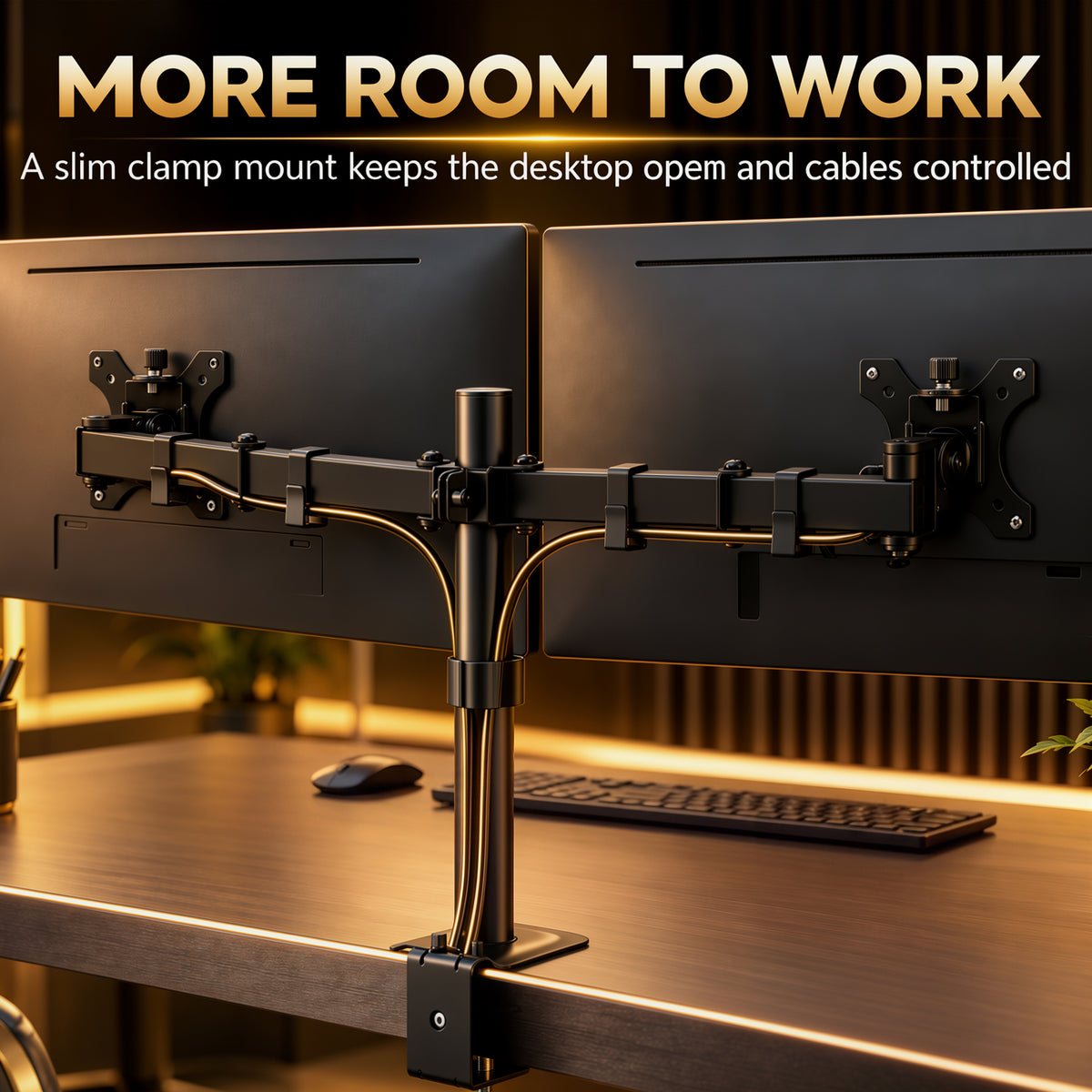 HOMCOM Dual Monitor Stand for 2 Screens up to 32", Height Adjustable Monitor Riser with Tilt, Swivel & 360Â° Rotation