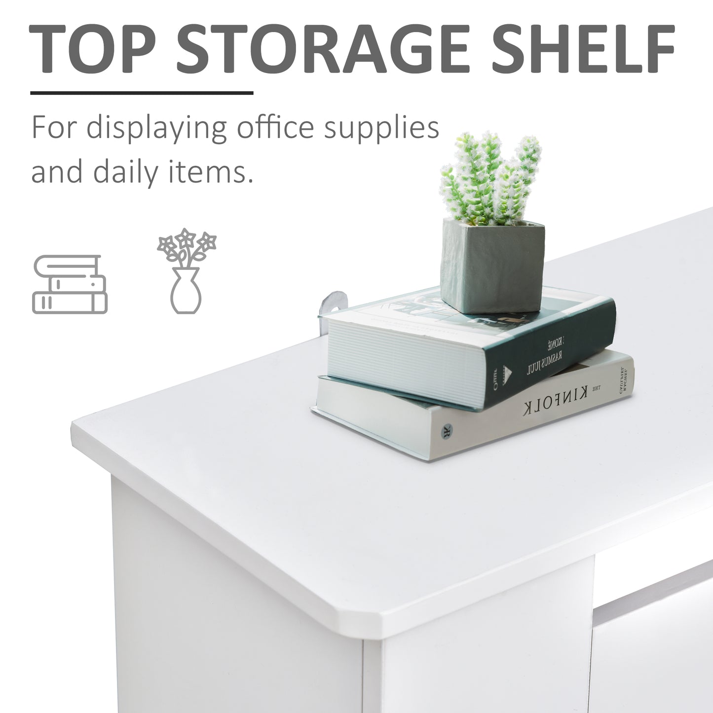 HOMCOM Slatted Radiator Cover Painted Cabinet MDF Lined Grill in White (78L x 19W x 81H cm)