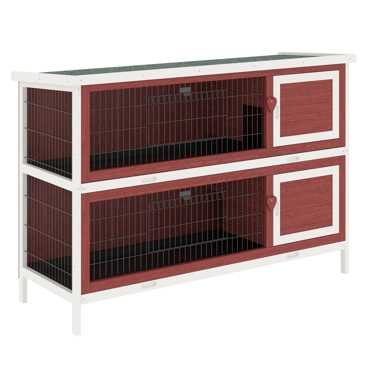 PawHut Rabbit Hutch Outdoor 2-Tier Guinea Pig Cage Bunny House Cage with No-Leak Trays for Indoor and Outdoor 136 x 50 x 93cm Default Title