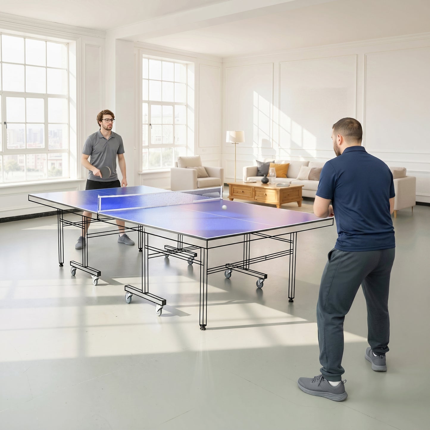 SPORTNOW 9 ft Folding Ping Pong Table Top for Billiard Tables, Table Tennis Conversion Top with Net, Foam Padding, Blue
