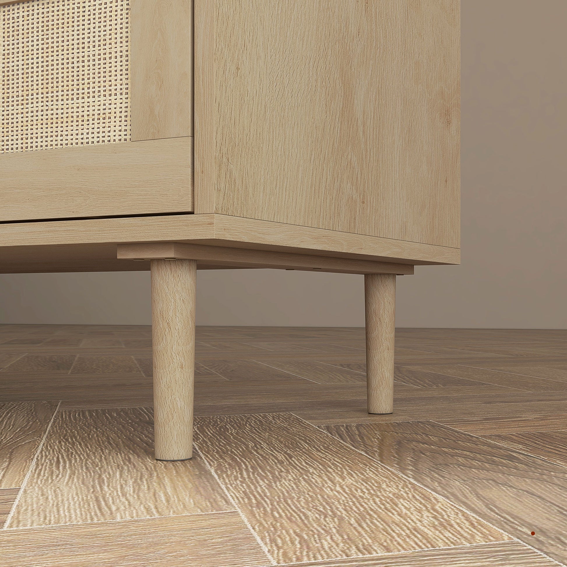 HOMCOM Chest of Drawers, 6-Drawer Dresser, Tall Storage Drawer Unit with Rattan Element for Bedroom, Living Room, Oak
