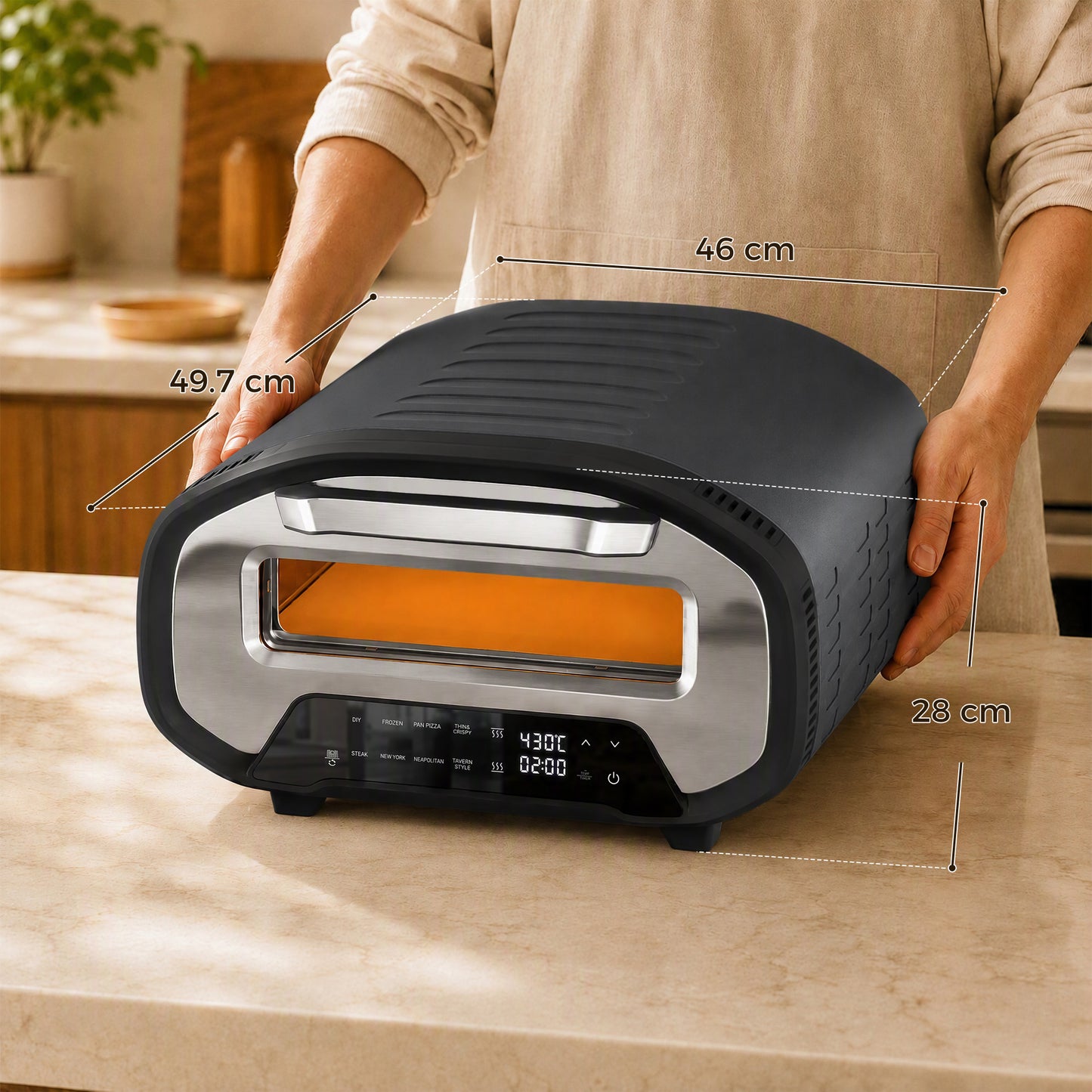 HOMCOM Electric Pizza Oven, 12 Inch Pizza Maker with 8 Preset Modes and Ceramic Stone, 2200W