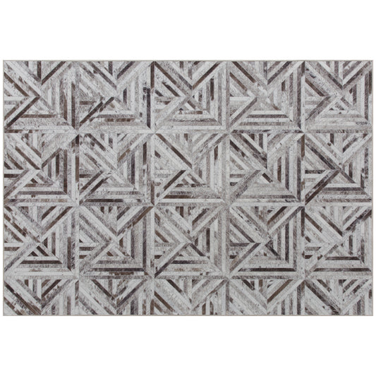 HOMCOM Modern Area Rug, Triangle Pattern Non-Slip Washable Rug, Chenille Floor Carpet for Living Room, Bedroom, Dining Room, Home Office, 290 x 200 cm, Brown