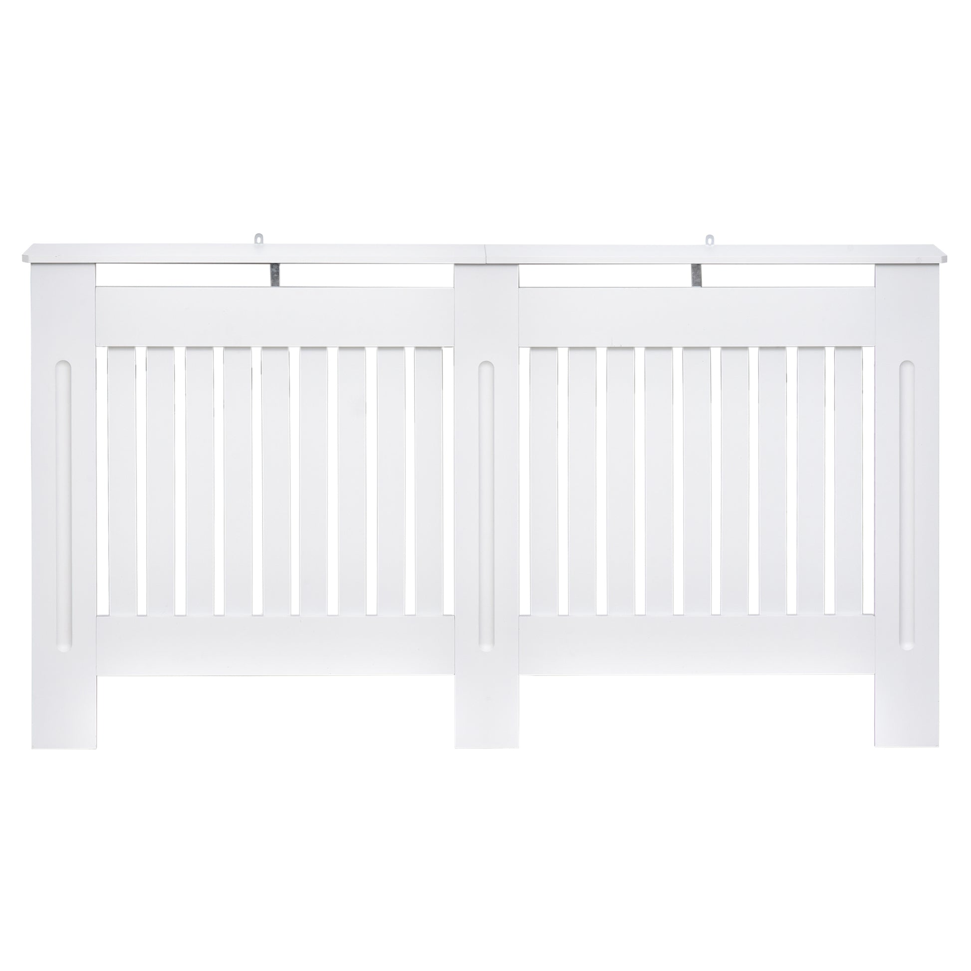HOMCOM Slatted Radiator Cover Painted Cabinet MDF Lined Grill in White (152L x 19W x 81H cm)