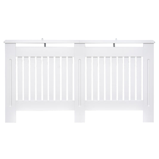 HOMCOM Slatted Radiator Cover Painted Cabinet MDF Lined Grill in White (152L x 19W x 81H cm)