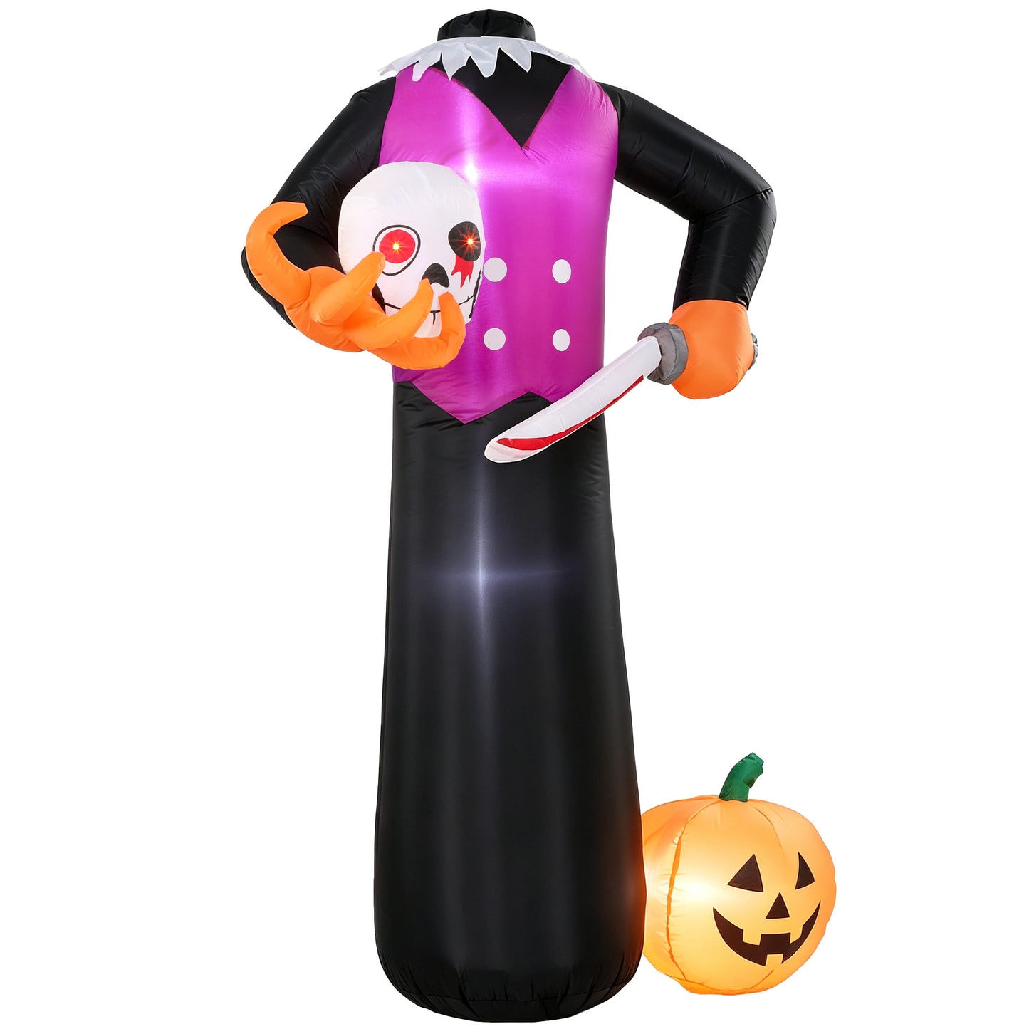 Outsunny 6 FT Halloween Inflatable Headless Skeleton, Blow Up Halloween Skeleton Decoration with LED Lights for Indoor Outdoor