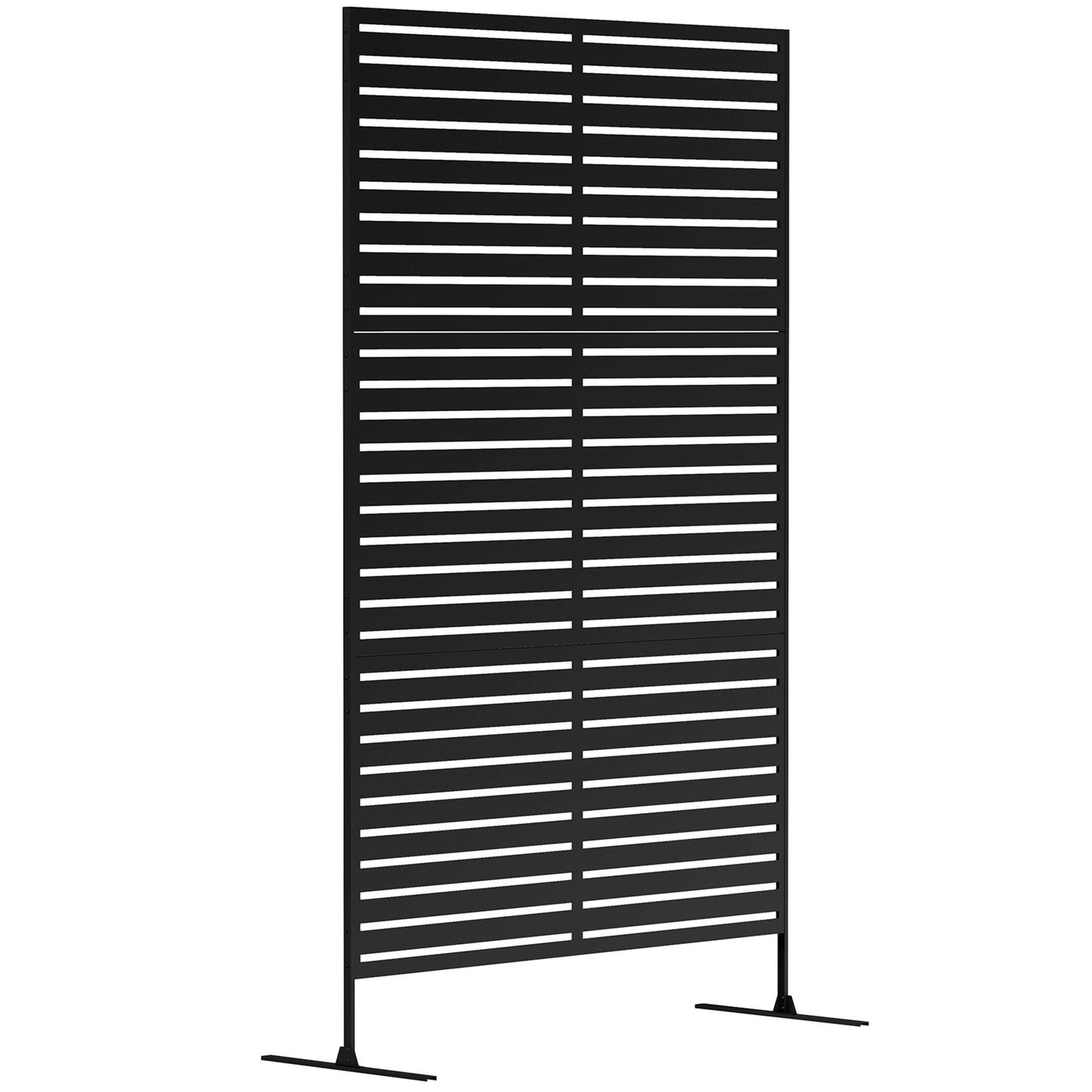 Outsunny Decorative Privacy Fence Screen, Metal Outdoor Privacy Screen Climbing Plant Trellis with Stand, 122 x 198 cm, Black Default Title