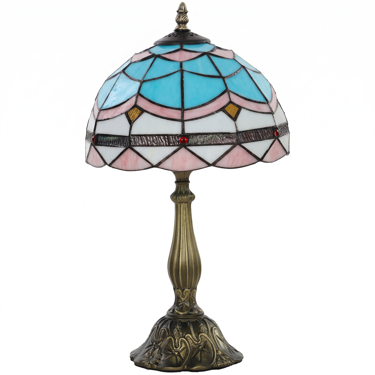 HOMCOM Tiffany Stained Glass Table Lamp, Handmade Antique Bedside Lamp, Decorative Night Light Default Title