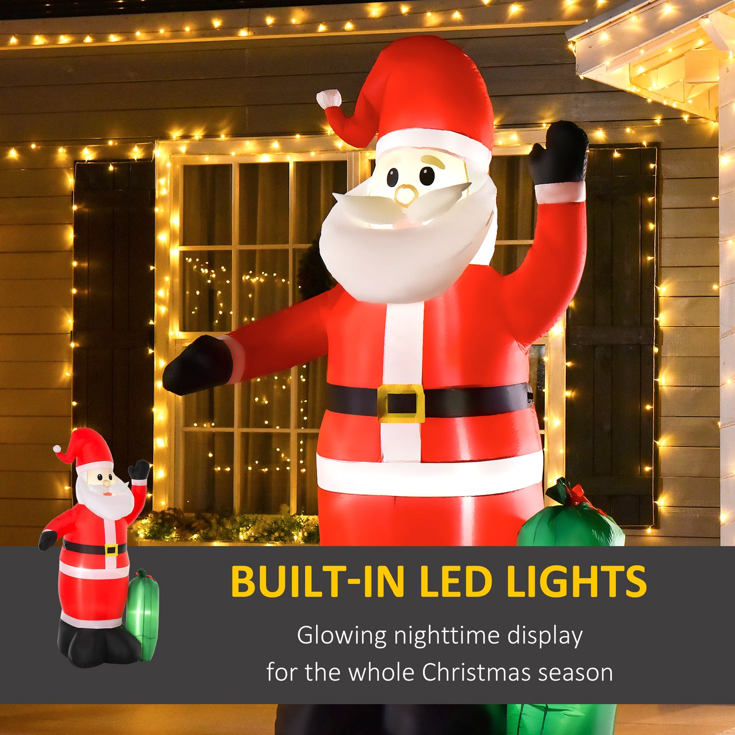 HOMCOM 7.5ft Inflatable Christmas Santa Claus with LED Air Blown Xmas DÃ©cor Holiday Outdoor Yard Decoration