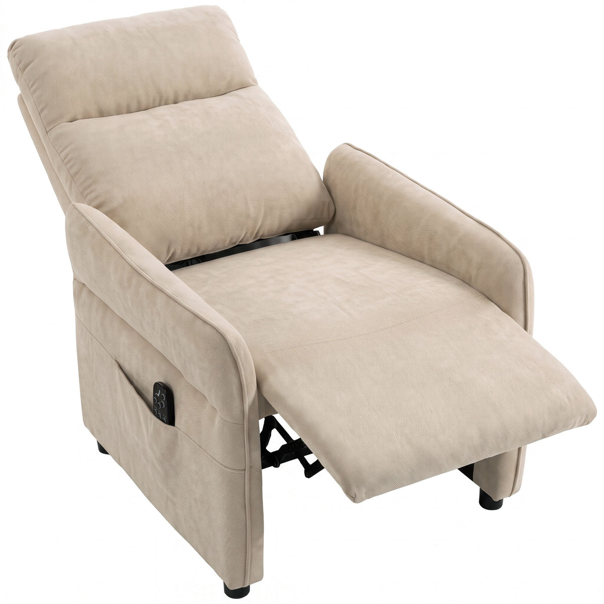 HOMCOM Recliner Armchair, Push Back Recliner Chair with Massage & Heat, Adjustable Armrests, Dual Side Pockets, Beige