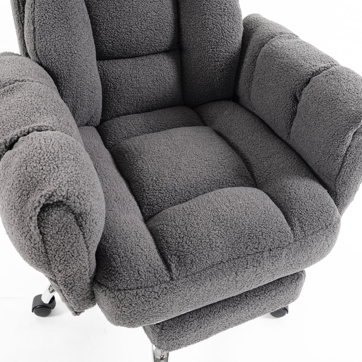 HOMCOM Criss Cross Office Chair with Flip-Up Armrests, Reclining Desk Chair with Wide Seat, Footrest, Wheels, Grey
