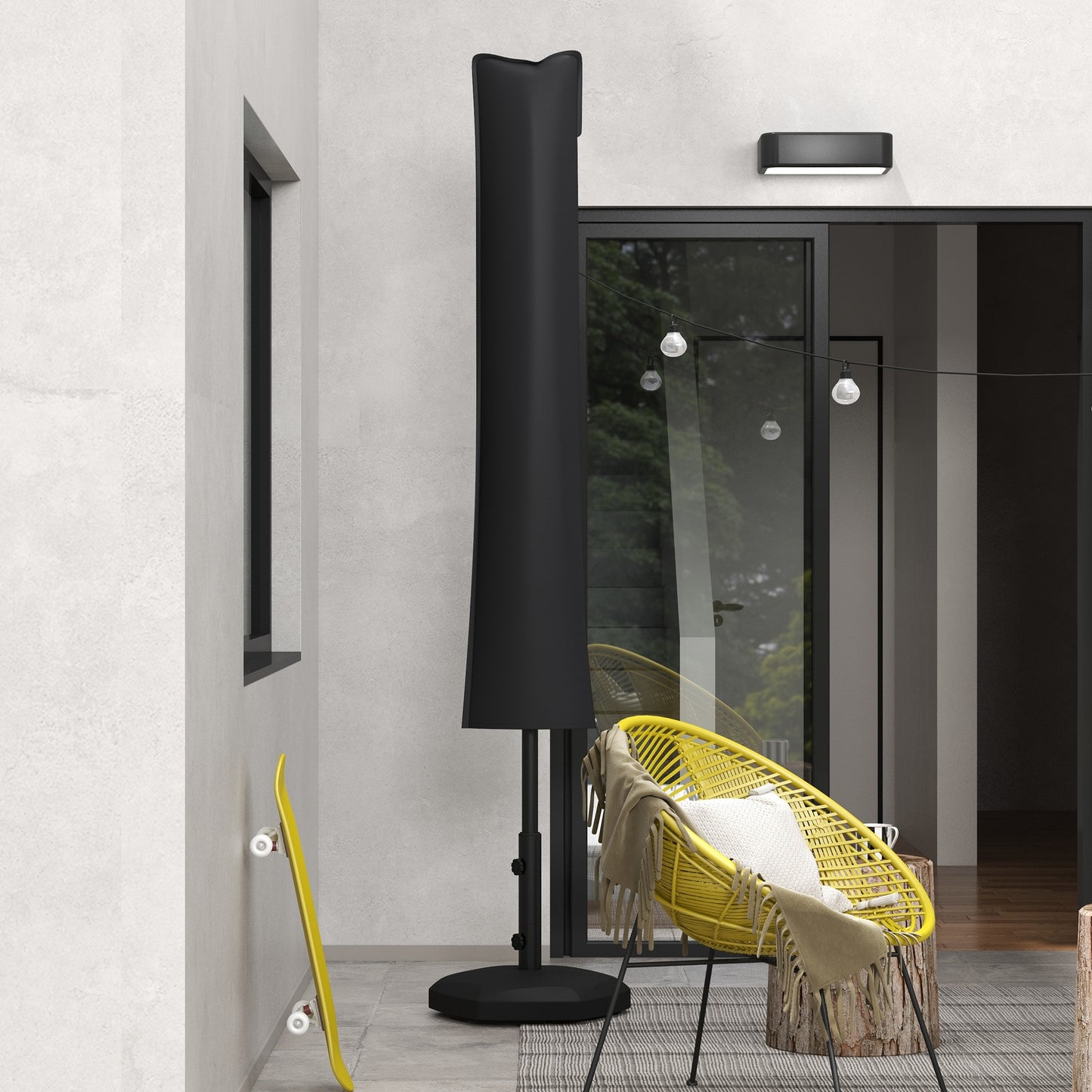 Outsunny Parasol Cover, Cantilever Umbrella Cover for 2-3.5 m Parasols, 420D Oxford Fabric Banana Umbrella Protector with Zipper for Outdoor Garden, Patio, Black