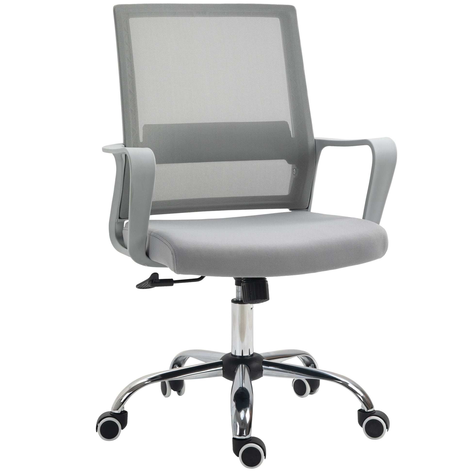 Vinsetto Ergonomic Desk Chair Mesh Office Chair with Adjustable Height Armrest and 360Â° Swivel Castor Wheels Grey