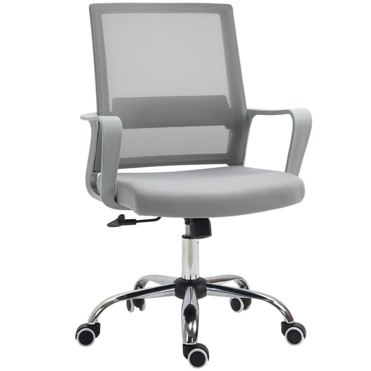 Vinsetto Ergonomic Desk Chair Mesh Office Chair with Adjustable Height Armrest and 360Â° Swivel Castor Wheels Grey