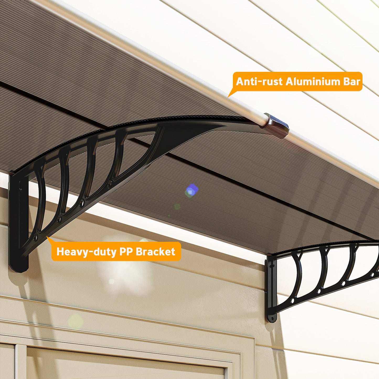 Outsunny Front Door Canopy, Outdoor Awning, Rain Shelter, 200 x 96cm, Brown