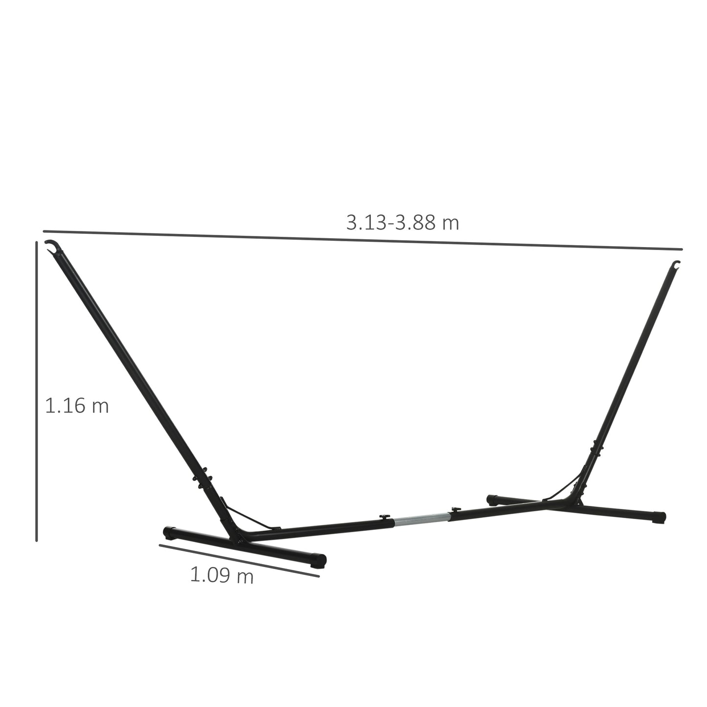 Outsunny 3.1â€“3.8m Adjustable Universal Hammock Stand Metal Frame Garden Camping Picnic Outdoor Patio Replacement â€“ Stand Only