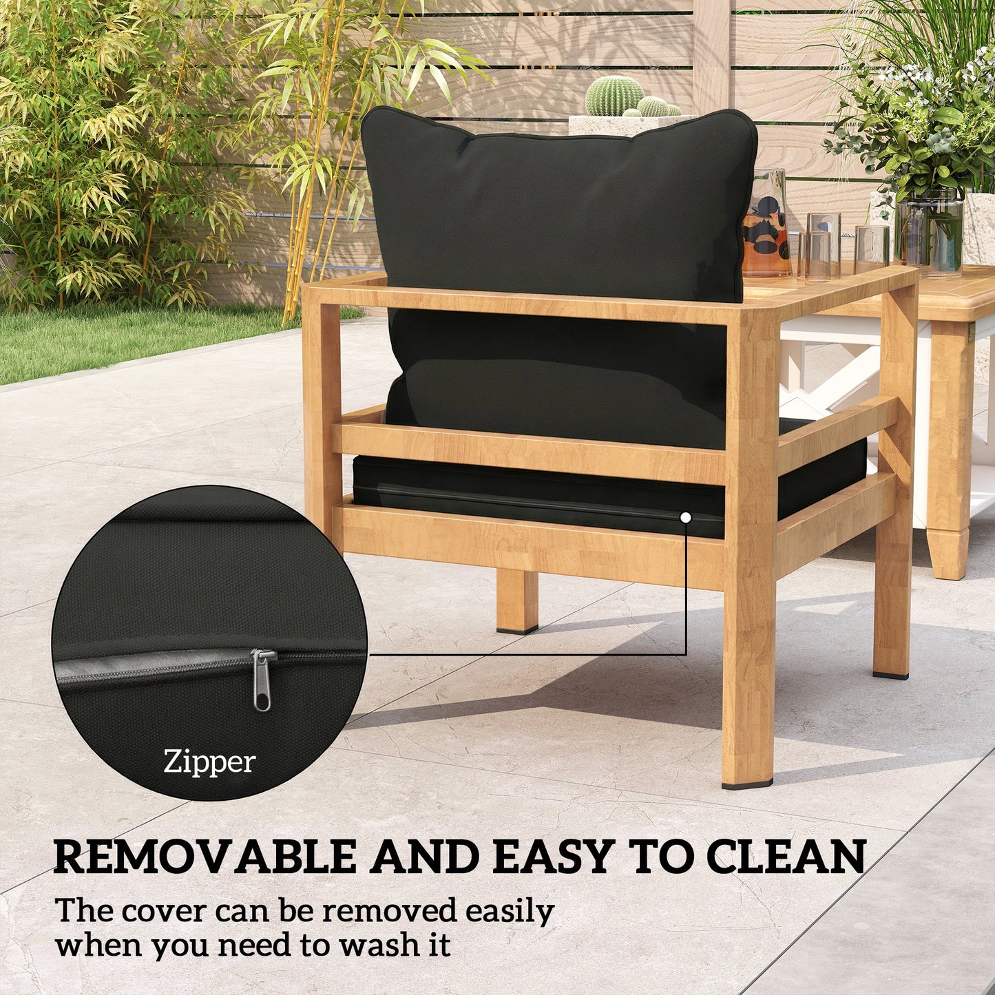 Outsunny Seat and Back Padded Cushion Set, CUSHION ONLY - Black