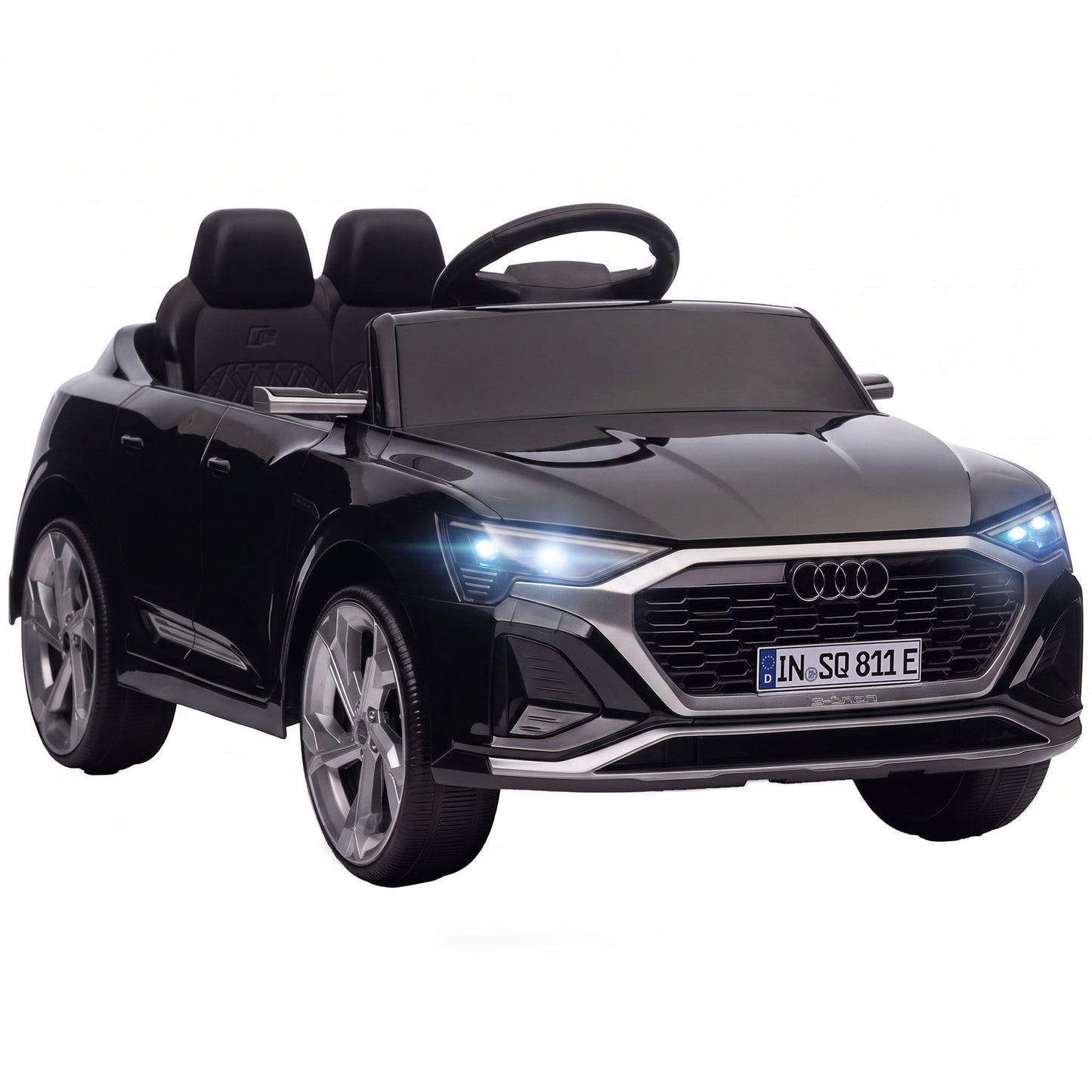 AIYAPLAY Audi Q8 etron Sportback Licensed Ride on Car with Remote Control, Four-Wheel Suspension, Soft Start for Ages 3-4, Black