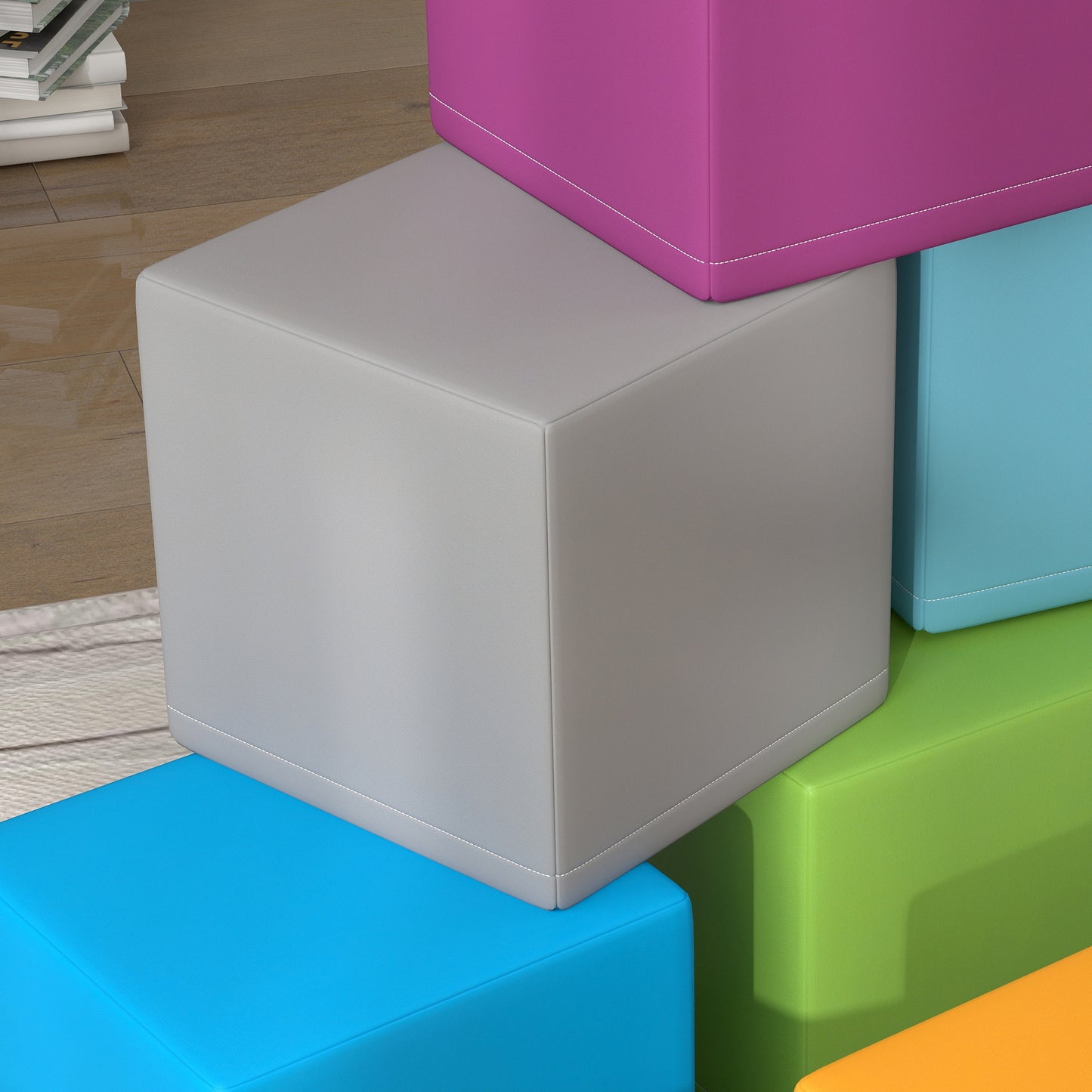 HOMCOM 12 PCs Soft Play Blocks, Soft Foam Toy, Building and Stacking Blocks for Kids, Multi-colour