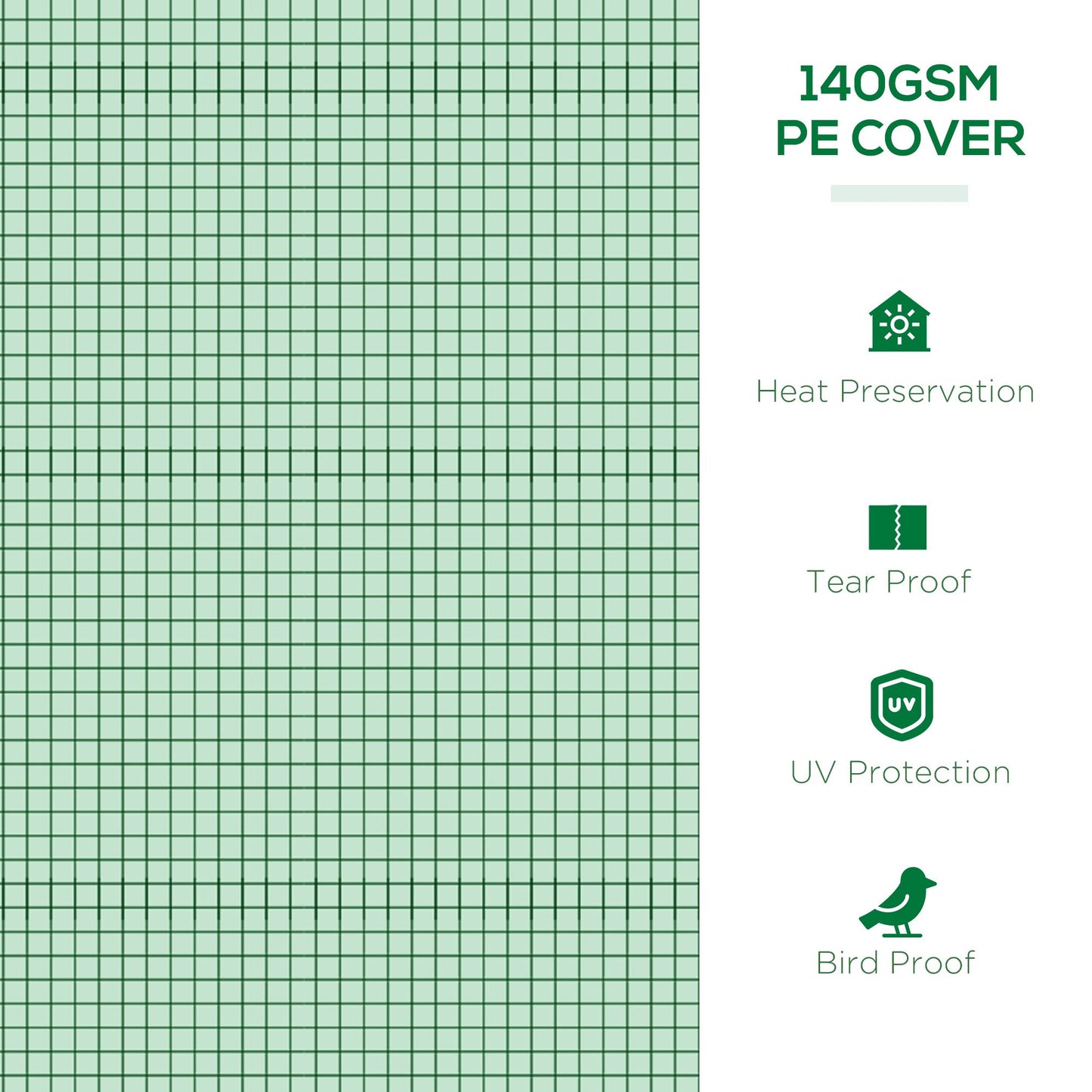 Outsunny Mini Greenhouse, Portable Tunnel Green House, Green Grow House Steel Frame with 5 Mesh Windows, 3 M, Green