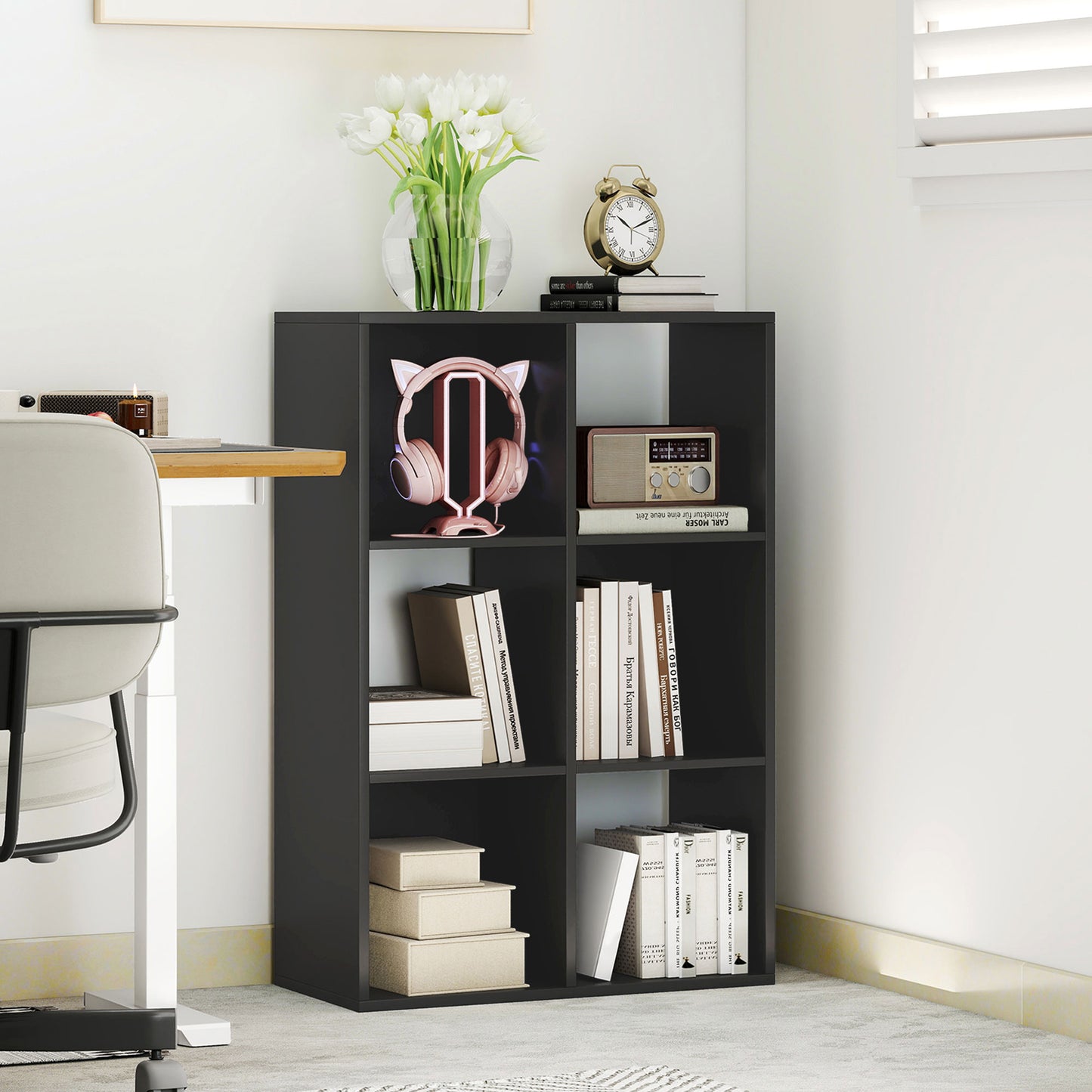 HOMCOM 6-Cube Bookshelf - Black