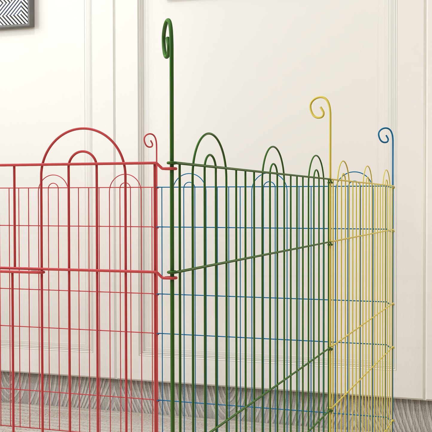 PawHut Pet Playpen Crate, with Eight Panels, Door, for Indoors and Outdoors, 60H x Î¦156cm