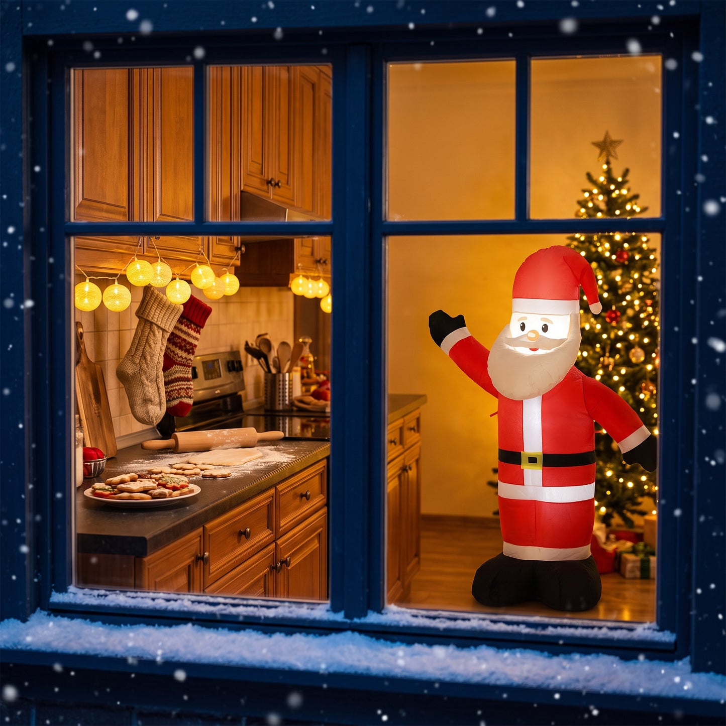 Outsunny 5ft Christmas Inflatable Velvet Look Santa Claus with Welcoming Gesture