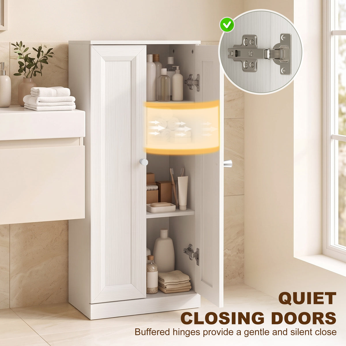 HOMCOM Narrow Bathroom Cabinet, Slim Storage Cabinet with 2 Doors & 4 Tiers, Freestanding Narrow Cupboard