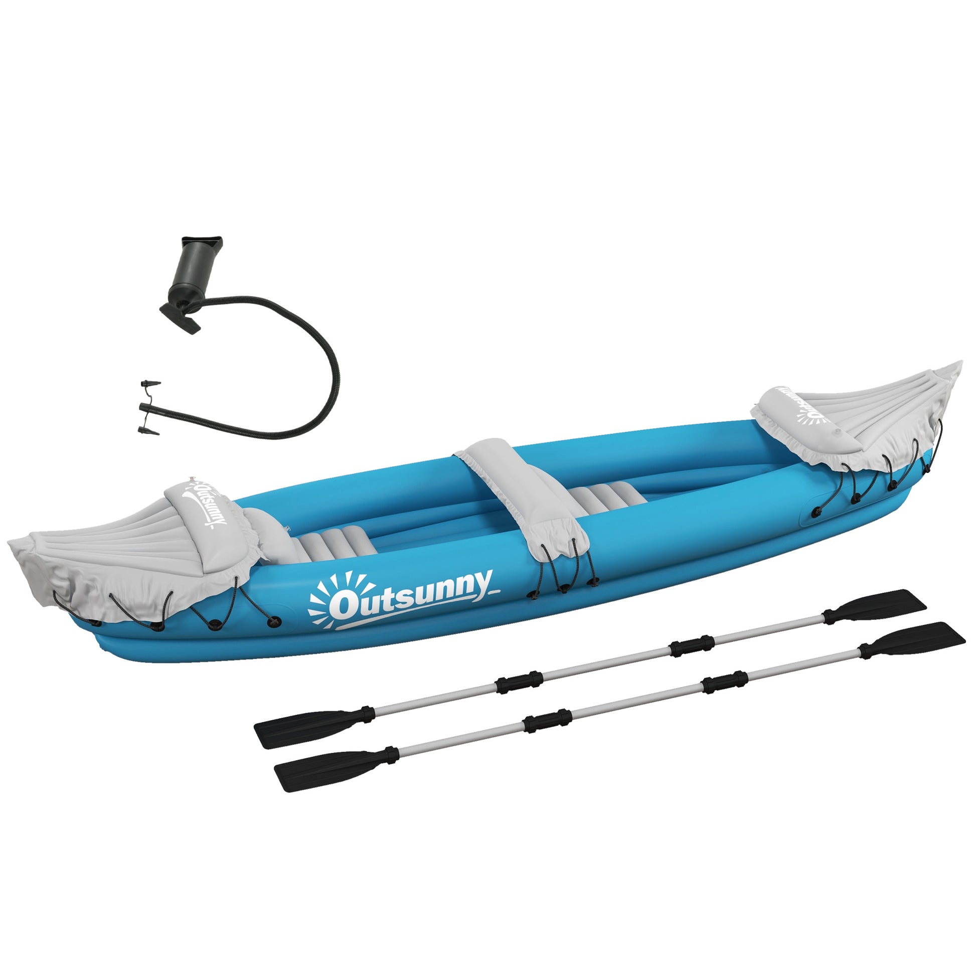 Outsunny Inflatable Kayak, Two-Person Inflatable Canoe Boat Set with Air Pump, Aluminium Oars, 318 x 80 x 50cm - Blue Default Title