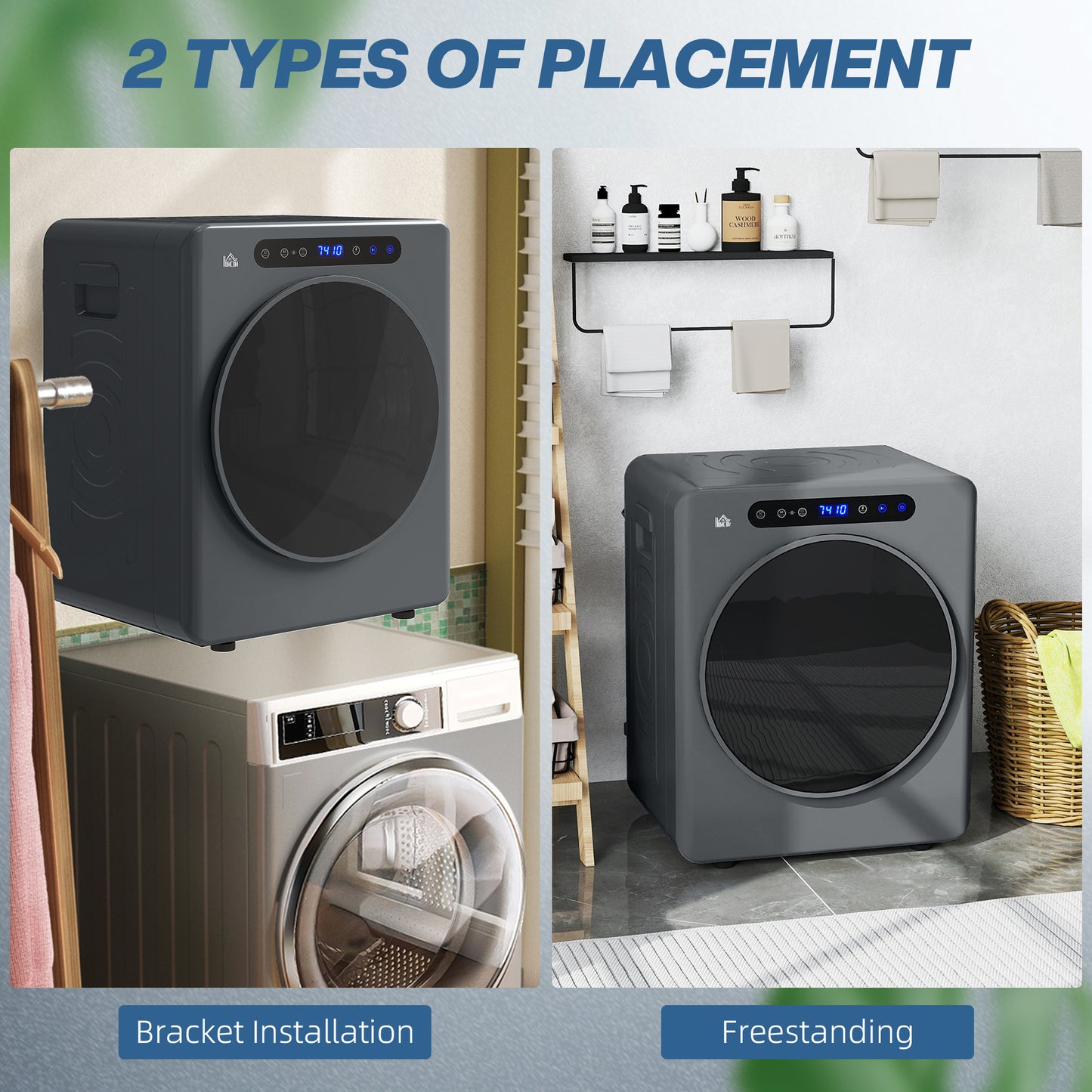 HOMCOM 4kg Compact 40-60  Tumble Dryer - Grey