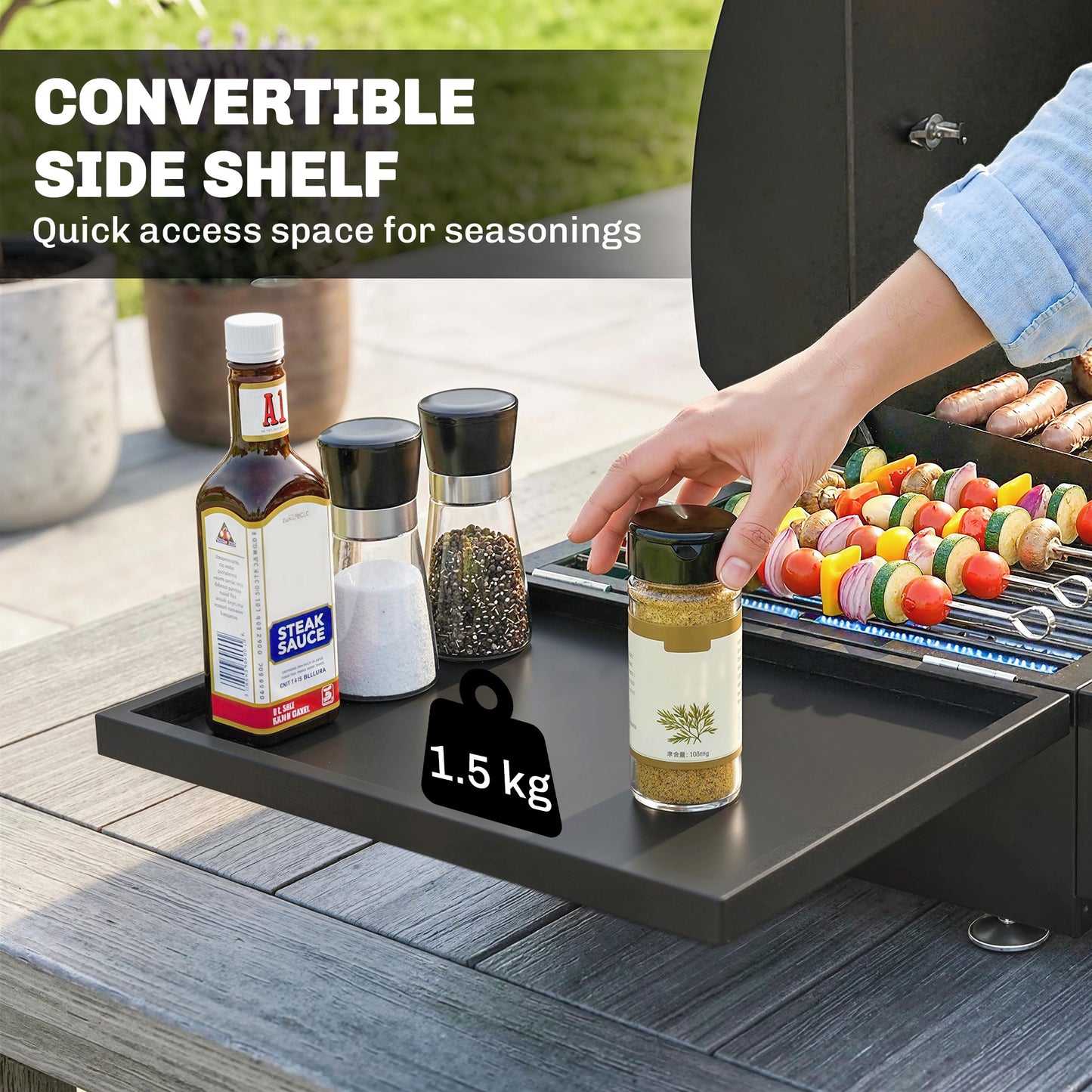 Outsunny 3 Burner Portable Gas Plancha BBQ Grill, 7.5 kW Outdoor Tabletop Gas Barbecue Grill with Griddle, Thermometer,, Black