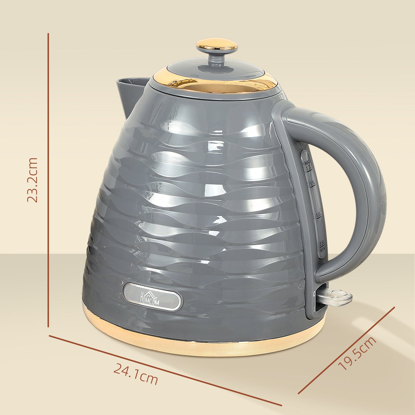 HOMCOM 3kW Rapid Boil Honeycomb Kettle - Grey