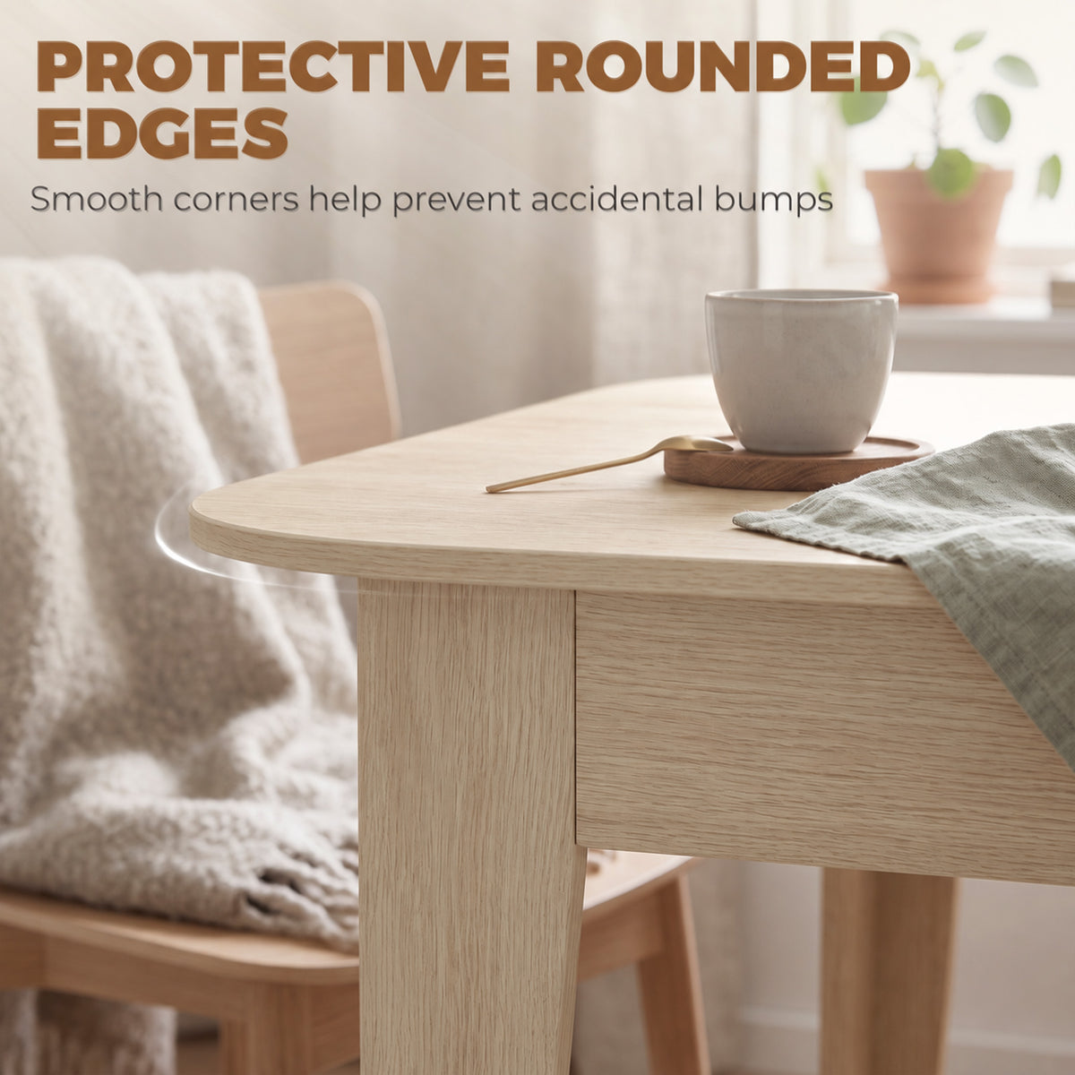 HOMCOM Extendable Oval Dining Table for 4-6, Modern Expandable Kitchen Table, Round Edges, Oak