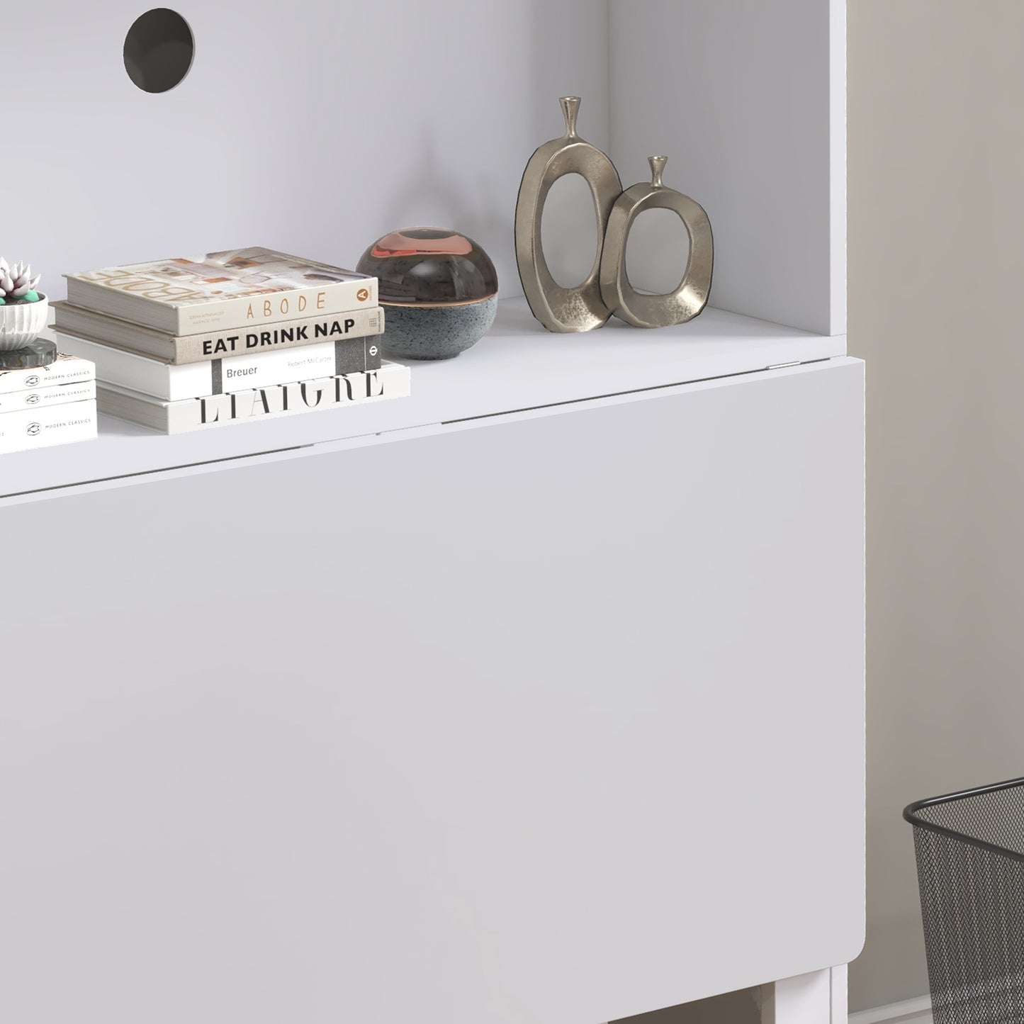 HOMCOM Foldable Desktop, Computer Desk with Storage Shelves, 80 x 69 x 155 cm, White